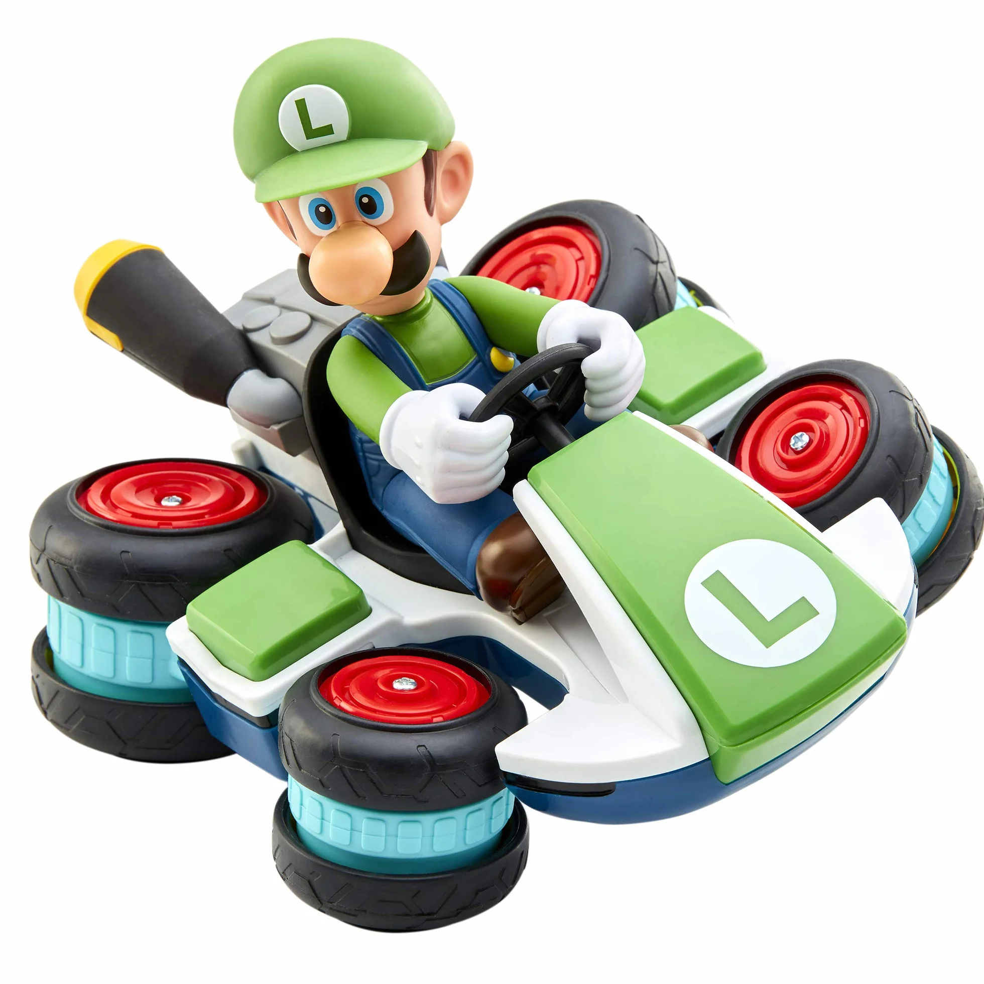 Nintendo Super Mario Kart Luigi RC Racer, 2,4 Ghz, z w Pełni Funkcjonalną Kierownicą, Samochód Luigi Race RC, Wielokolorowy