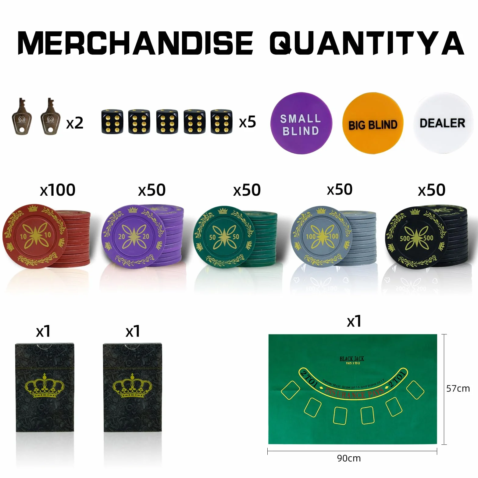 CCLIFE 300/500 szt. Zestaw do pokera Texas Hold'em z kośćmi w aluminiowej walizce
