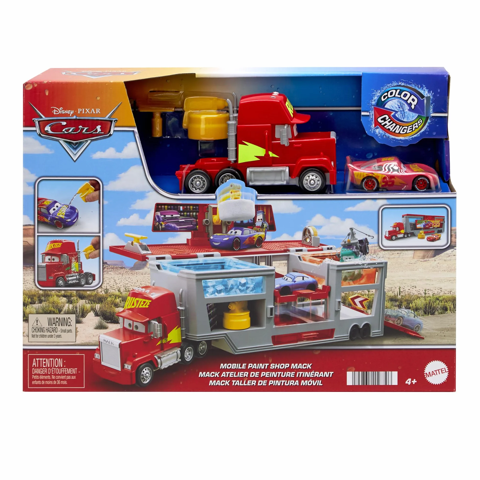 Mattel Cars Auta Maniek HPD82 Zestaw z transporterem zmiana koloru Zygzak McQueen