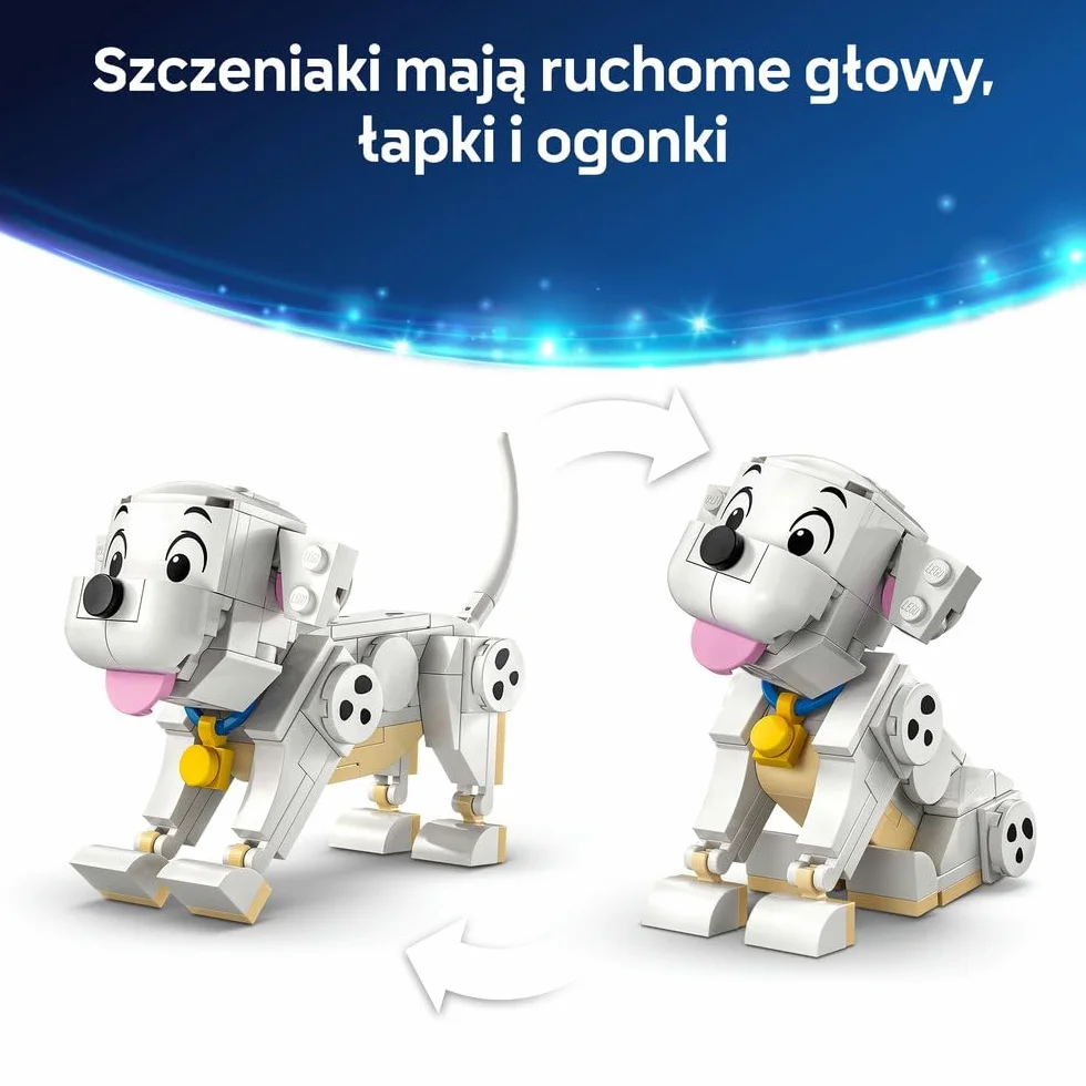 LEGO ǀ Disney Classic 101 dalmatyńczyków — Szczeniaczki Szczęściarz i Penny, zabawka konstrukcyjna, pomysł na prezent dla 6-latki, dziewczynki i chłopca, fanów klasycznych filmów i piesków 43271