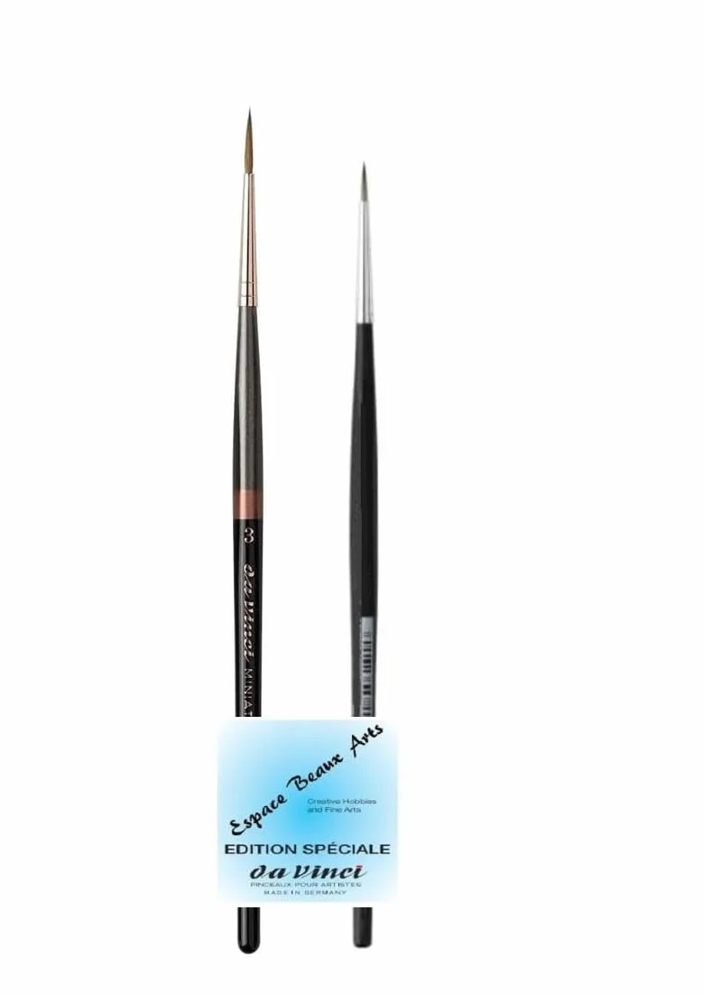 Da Vinci Miniature Maestro Series 70 okrągłe pędzle Kolinsky z krótkim uchwytem, bardzo długie i bardzo ostre, nr 3 + 1 szczotka