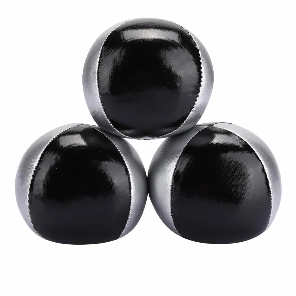 RiToEasysports Thud Juggling Ball srebrne czarne skóra PU miękkie łatwe żonglowanie kulki dla dzieci i dorosłych opakowanie 3 szt.