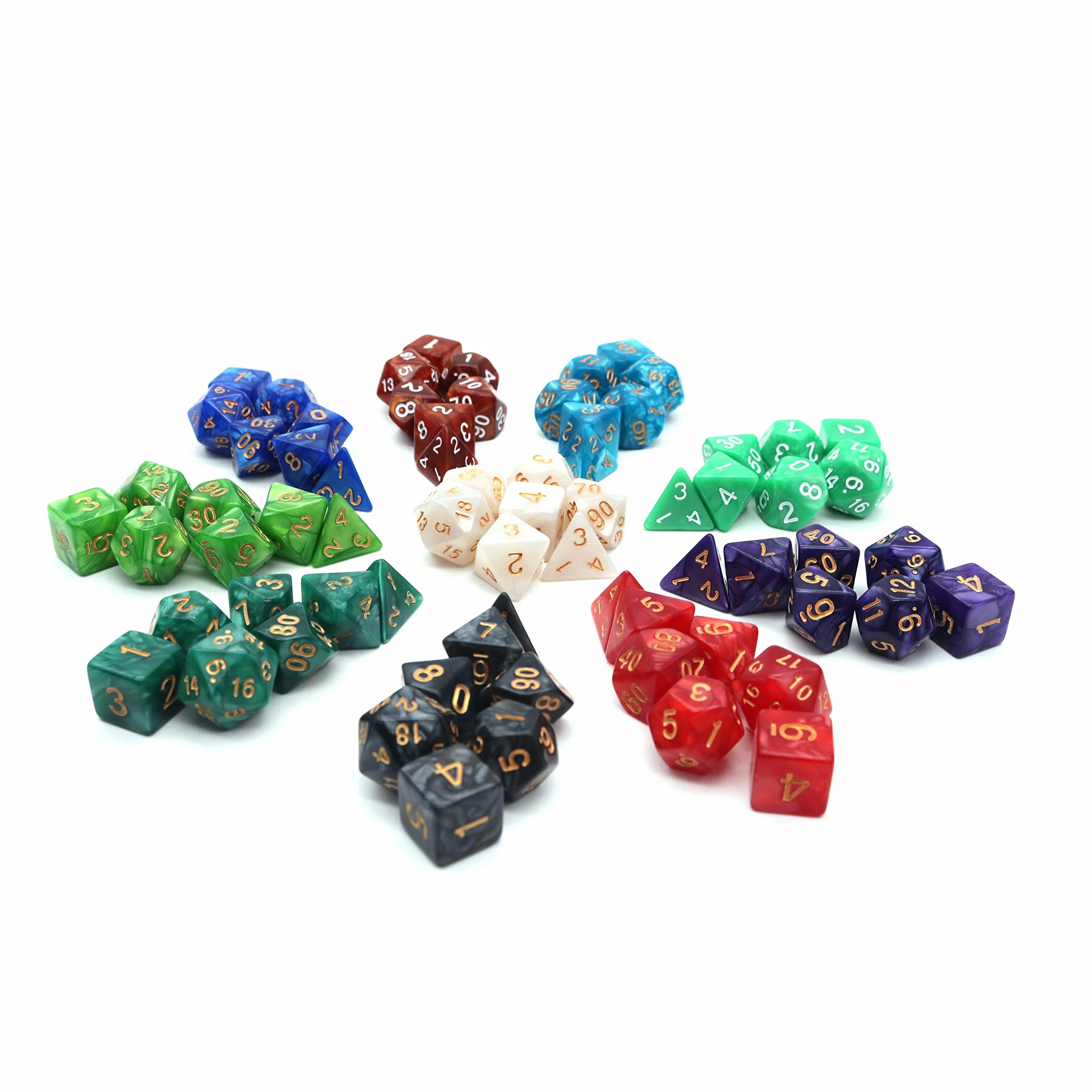 DollaTek Zestaw kości wielościennych 70 sztuk D4 D6 D8 D10 D12 D20 do Dungeons and Dragons DND RPG