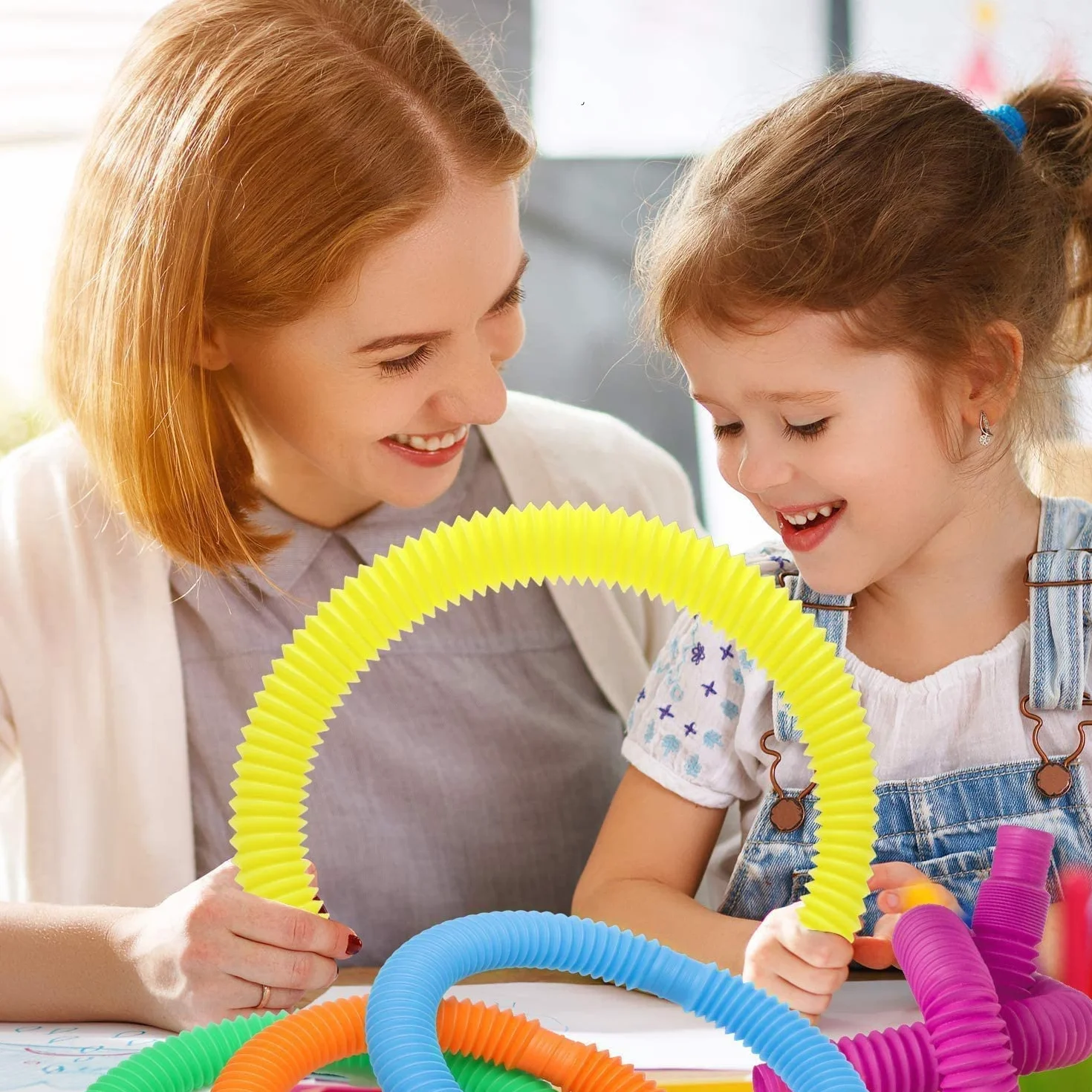 Pop Fidget Sensoryczne Rurki Edukacyjne Mini Pop Tube Wielobarwne Zabawki 16 sztuk