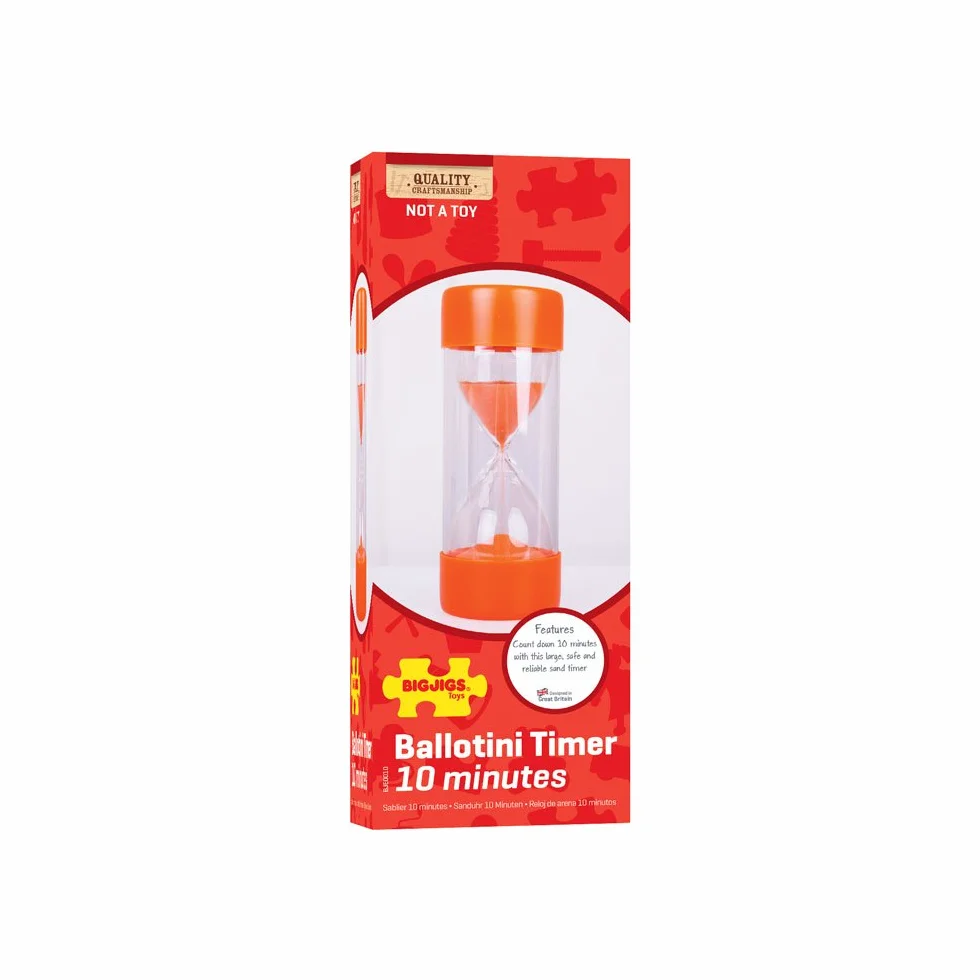 Bigjigs Toys 10 Minute Durable Ballotini Sand Timer Ideal for Home and Educational Purposes - Suitable for all ages