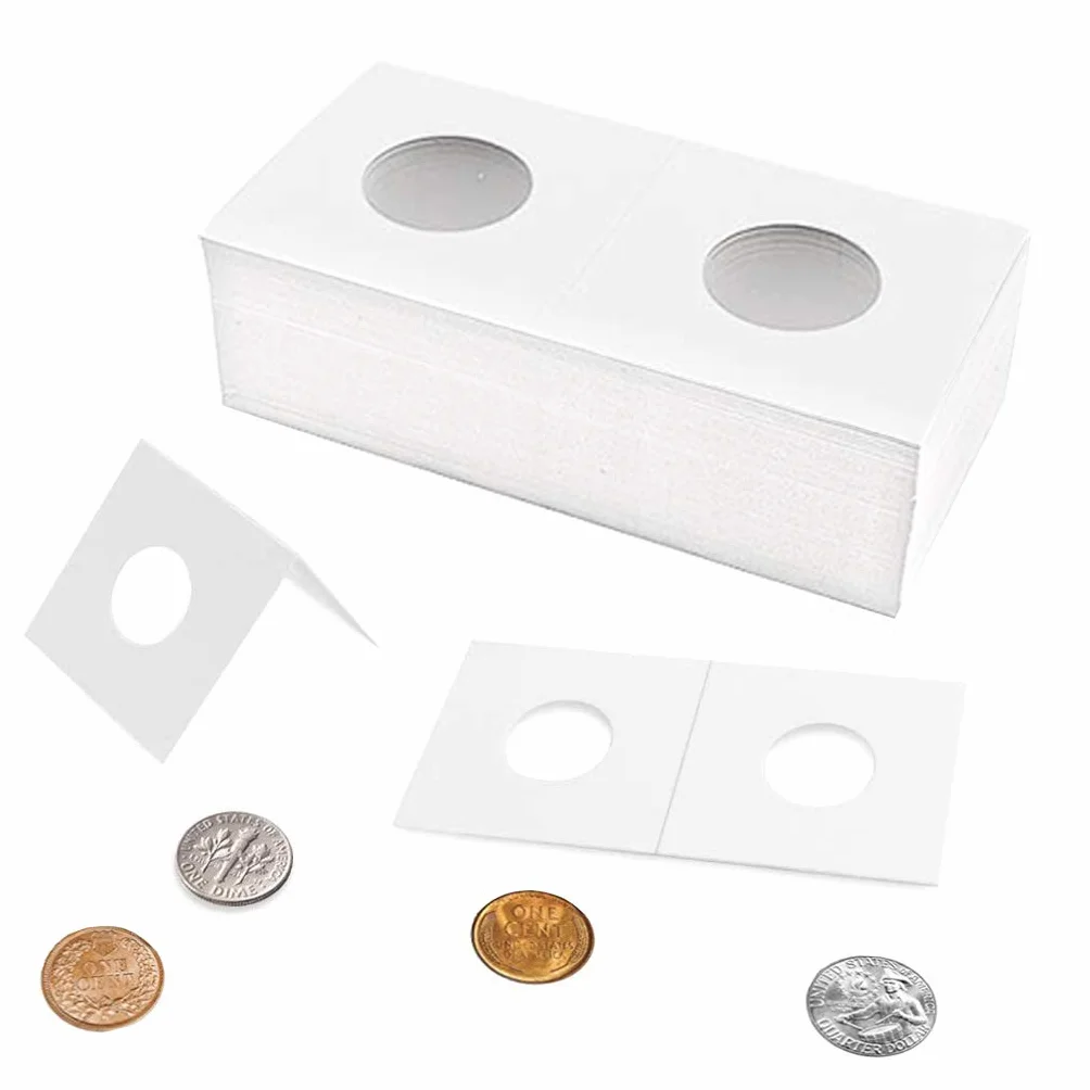 Klapki na monety – 50 szt. uchwytów kartonowych 27,5 mm do kieszeni 5 x 5 cm CS07275