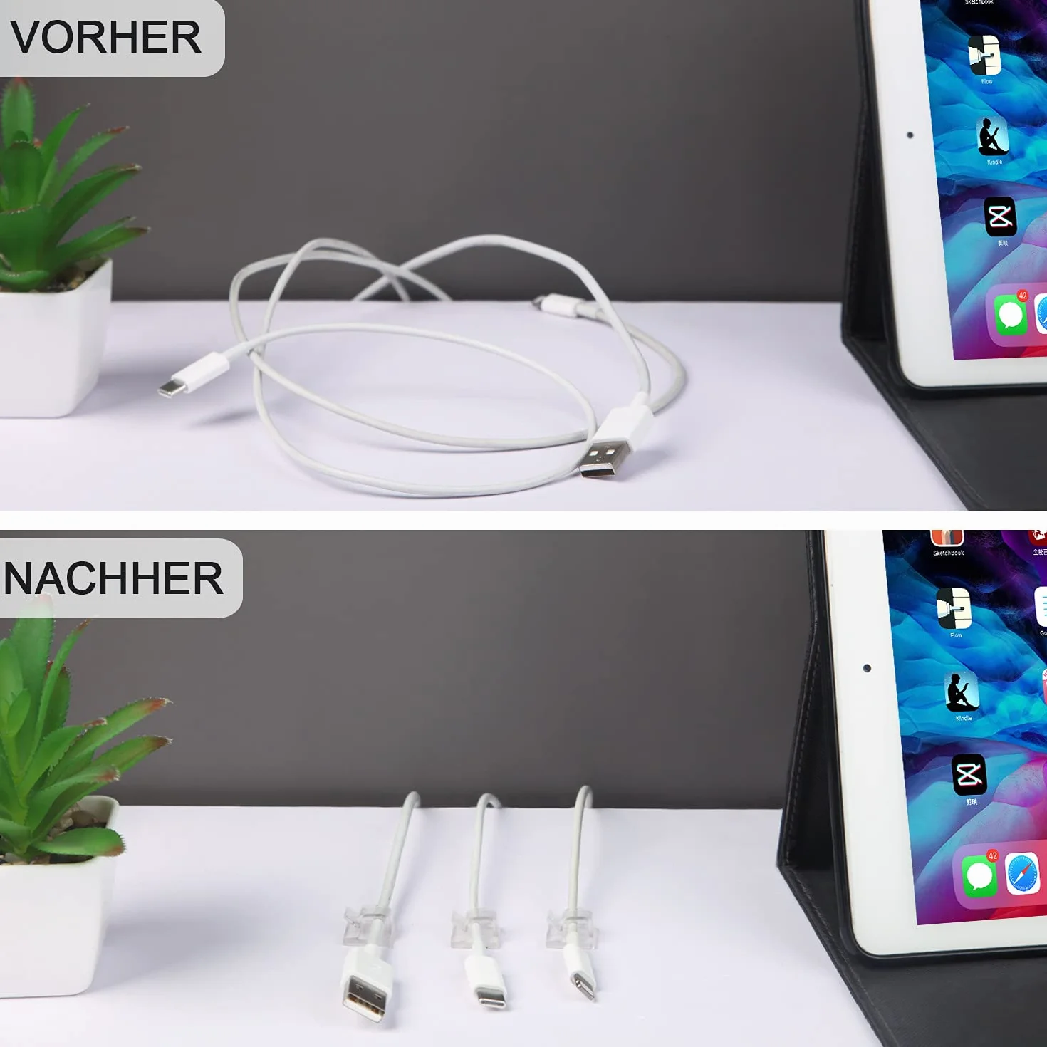 RYCHUI 120 sztuk uchwytów na kabel, organizator na kabel, klipsy do kabli