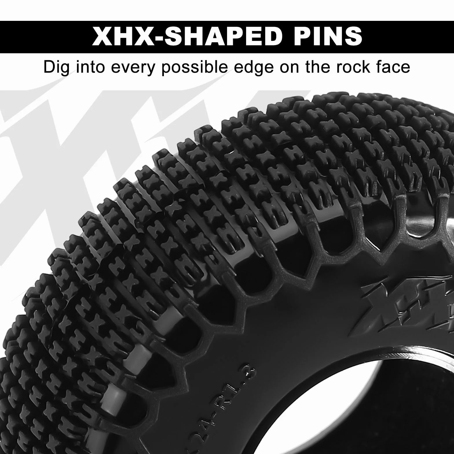 INJORA 1,3" XHX opony rysunkowe dla TRX4m SCX24, 72 * 24mm, S5 Compound, 4 sztuki