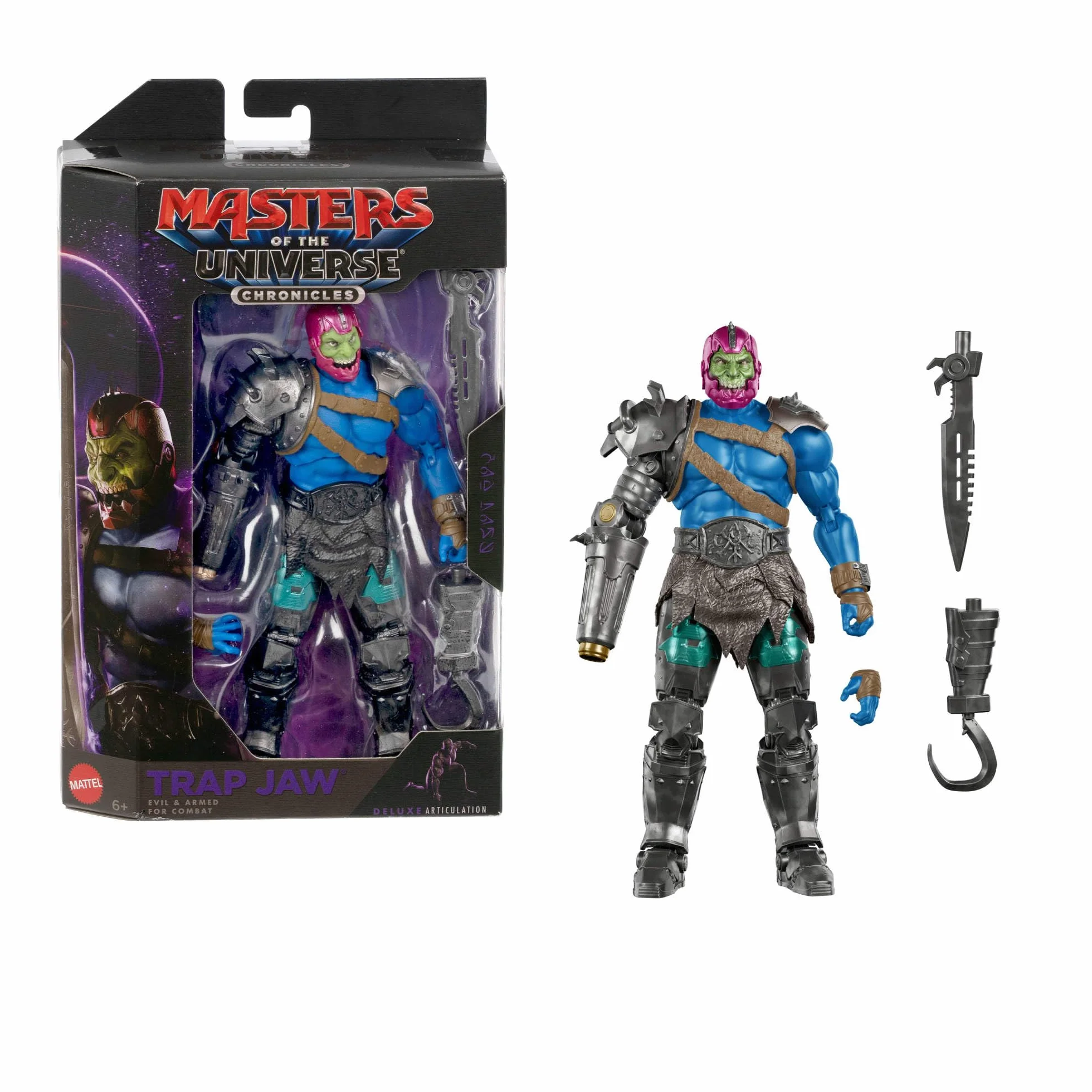 Masters of the Universe Chronicles Władcy Wszechświata Film 2026 Trap Jaw Żelaznoszczęki Figurka w skali 1:12, filmowy złoczyńca, hak na rękę, 30 punktów ruchu, zabawka dla dzieci 6+, JKJ27