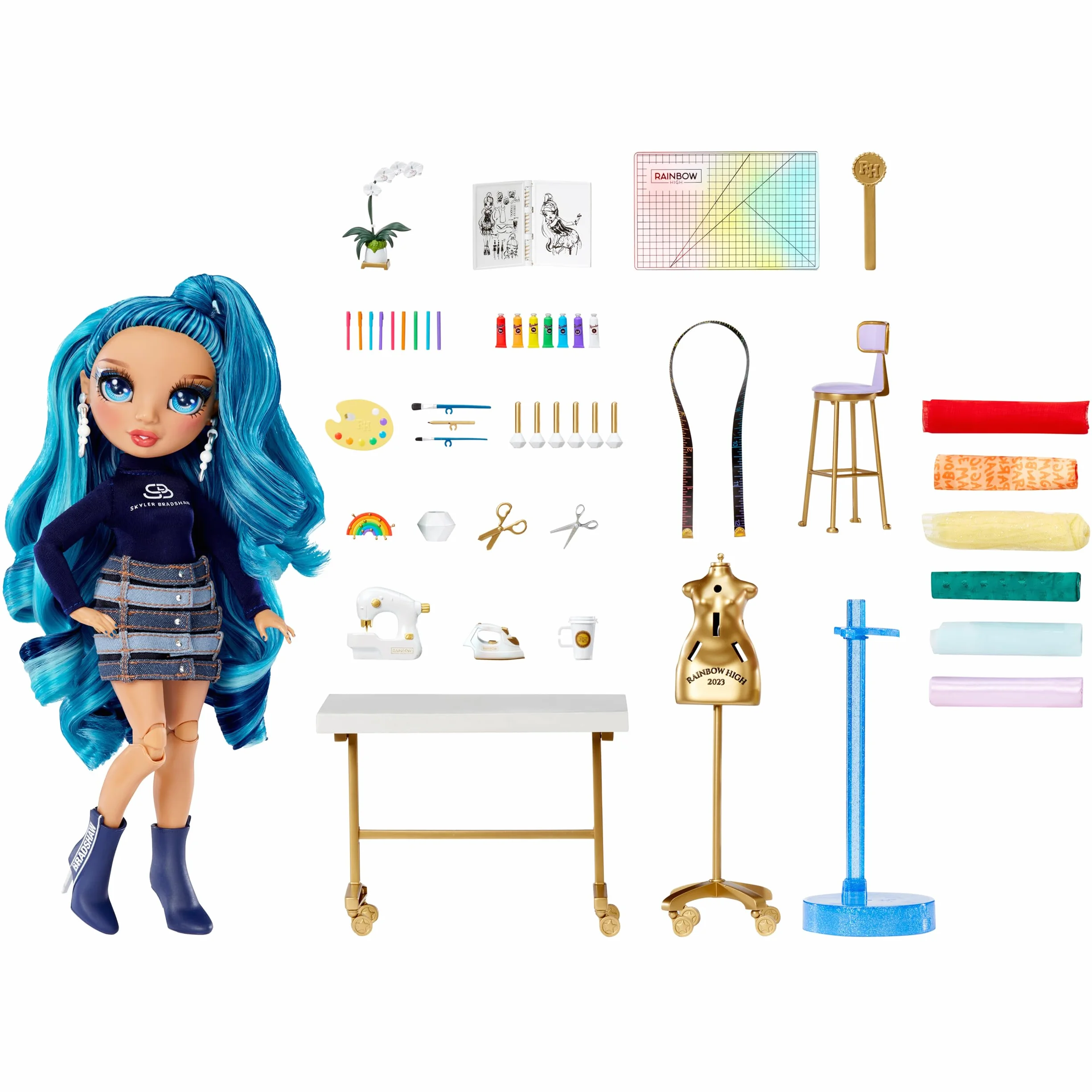 Rainbow High Dream & Design Fashion Studio Playset Zestaw Projektanta Mody z Lalką Skyler Bradshaw