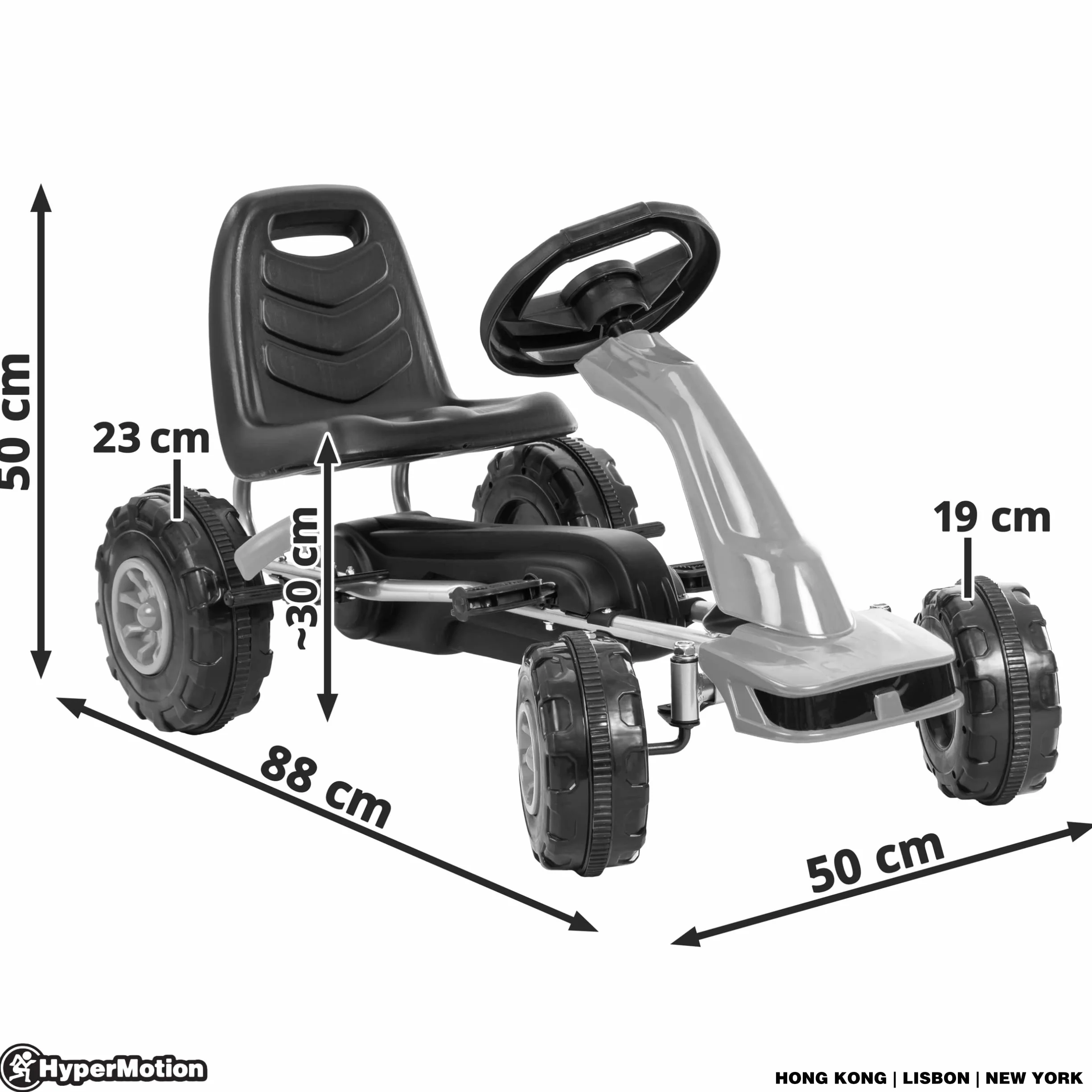 HyperMotion Go-Kart na Pedały dla Dzieci CHESTER, Gokart z Dwoma Trybami Jazdy dla Dziecka 3-5 Lat, Auto dla Dziecka, Samochód Dziecięcy od 3 Lat, Waga do 30 kg, Szary
