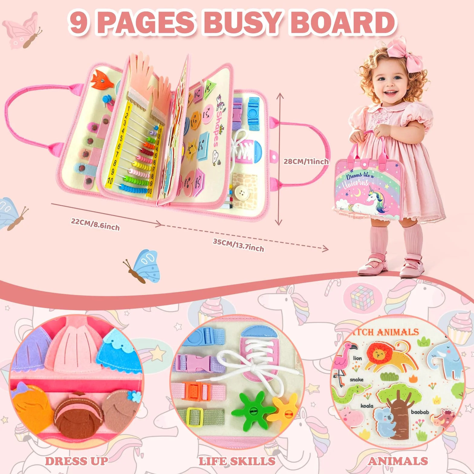 Busy Board, Zabawki Dla Dzieci 2 Lata, Montessori Książki Dla Dzieci 2, Książka sensoryczna Dziecko 1 Rok, Prezent dla Dziewczyny 2 Lata, Gry Edukacyjne Dla Dzieci, Activity Board, Prezent na 2