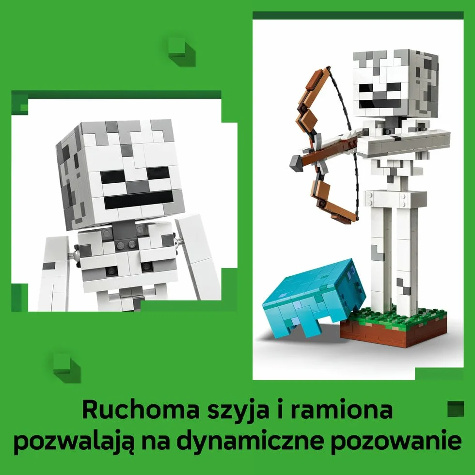 LEGO Minecraft Szkielet, zabawka konstrukcyjna dla 10-latka, figurka z gry, gamingowa dekoracja do pokoju dziecka, klocki dla chłopca i dziewczynki, pomysł na prezent dla gracza 21594