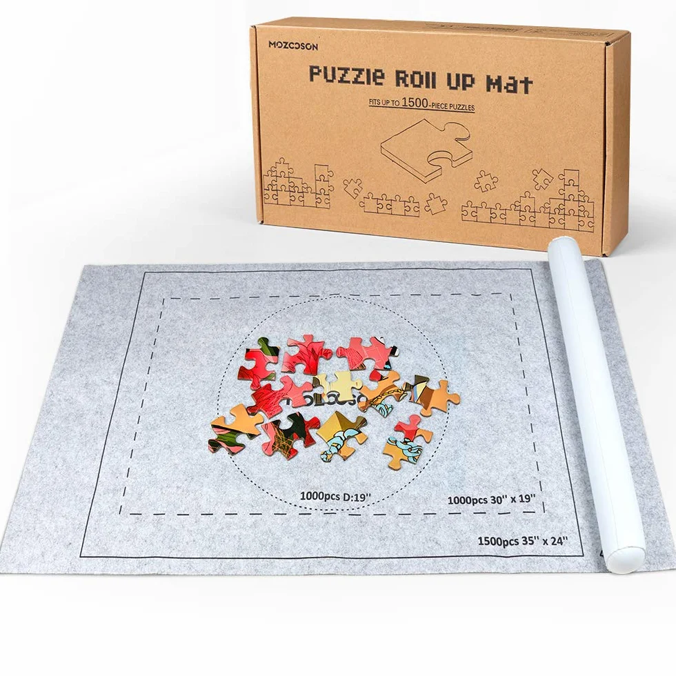 Mata do puzzli 500, 1000, 1500, 2000 elementów, przenośna podkładka do puzzli, podkładka do puzzli, mata do puzzli, szara