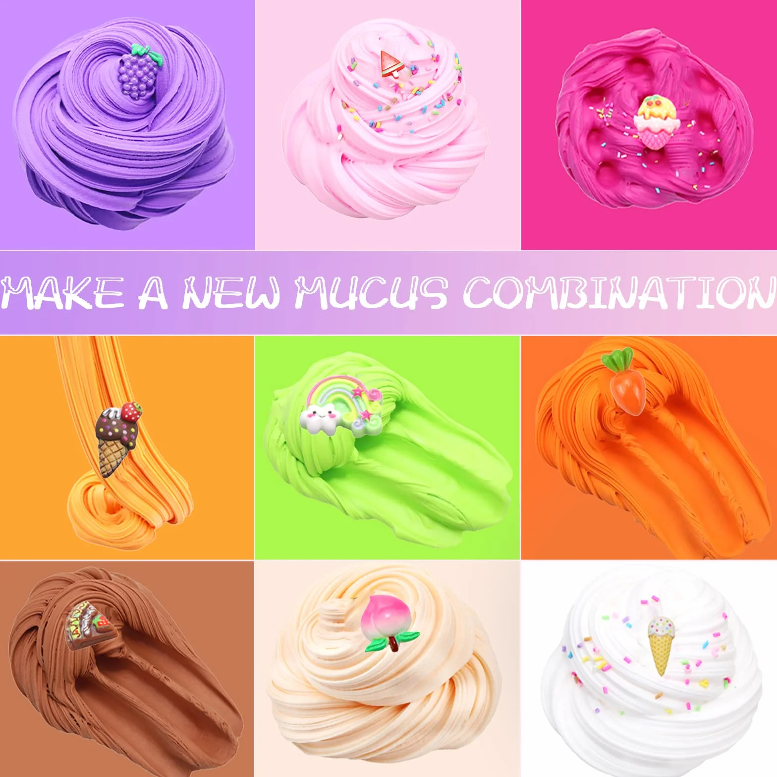 Purpledi Fluffy Slime zestaw 35 sztuk, super miękkie masło DIY, zabawka dla dzieci, prezent dla dzieci, na imprezę, dla dziewcząt i chłopców, miękki i rozciągliwy