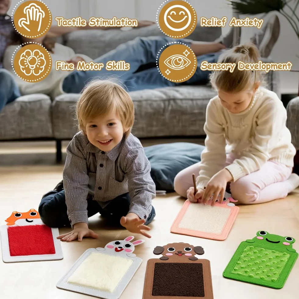 Vicloon 8 sensorycznych mat dla dzieci, mata do zabawy z teksturowanymi płytkami dla dzieci Autystyczne, zabawki do specjalnych potrzeb do zabawy dotykowej/ulgi w lęku