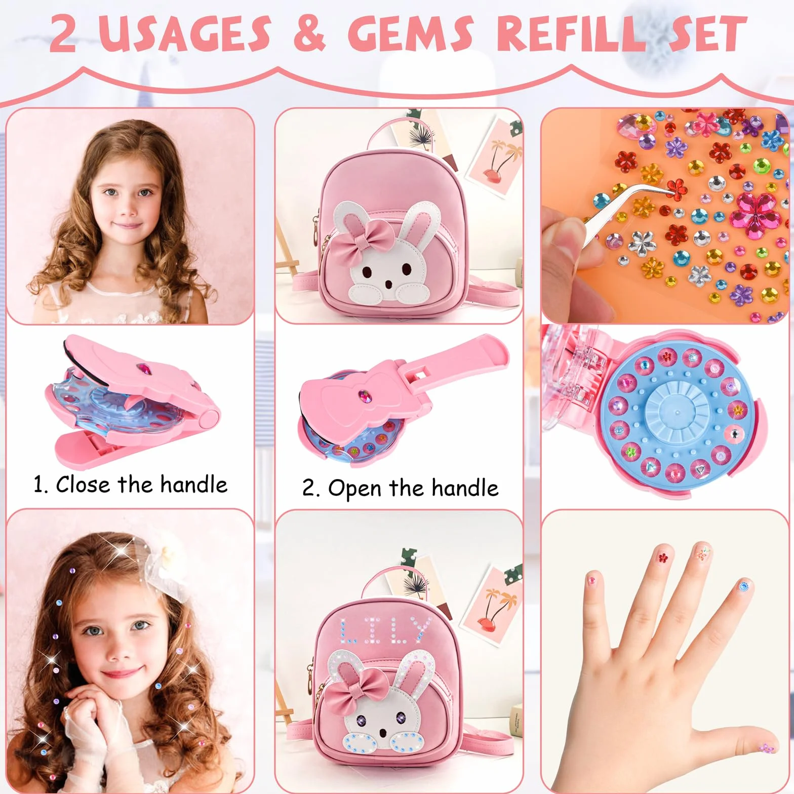 SEMKOTREE Hair Gems, Zestaw do ozdabiania włos Hair Gem Stamper z 420 diamentami, Maszyna do klejnotów