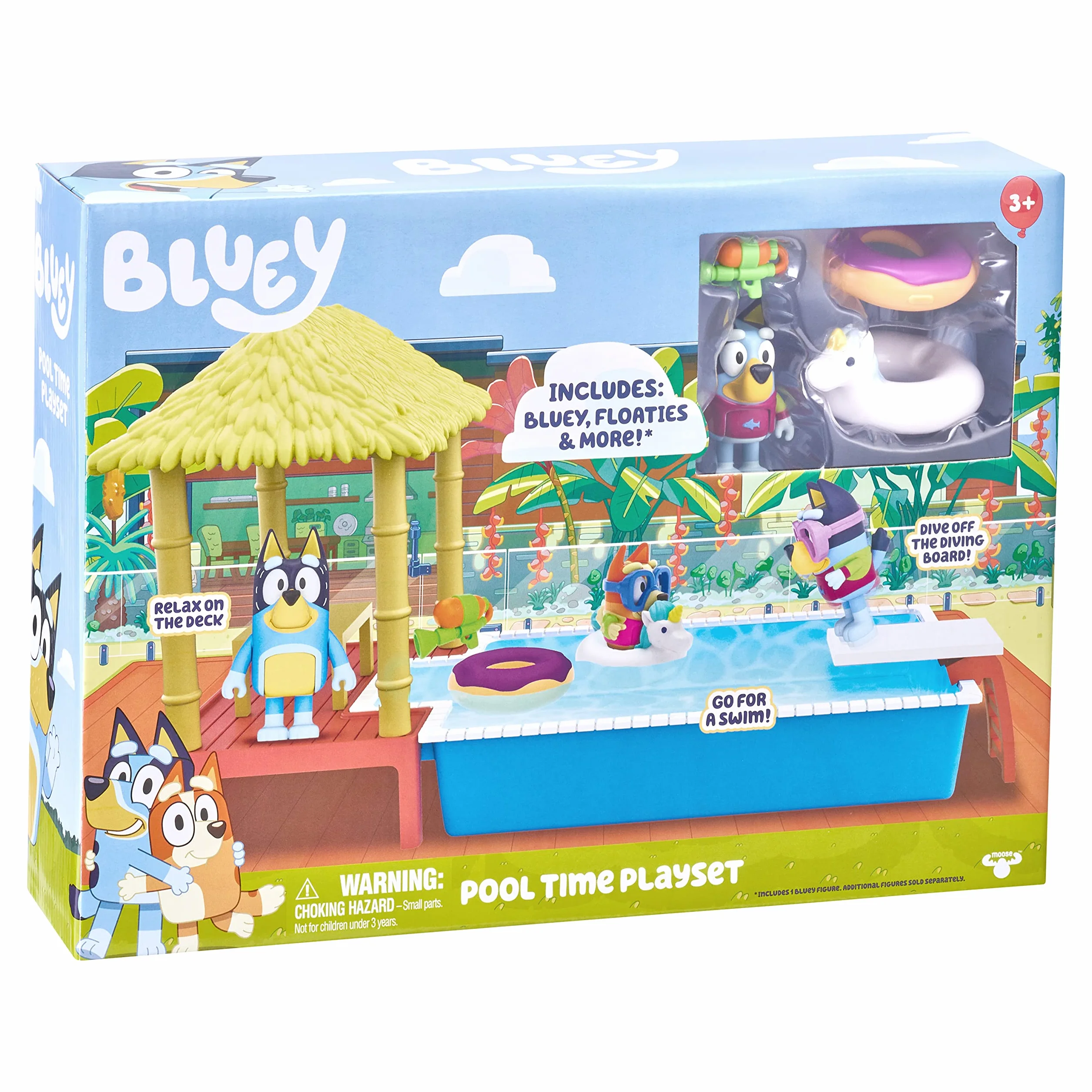Bluey Pool Time Fun Playset with Diving Board and Deck