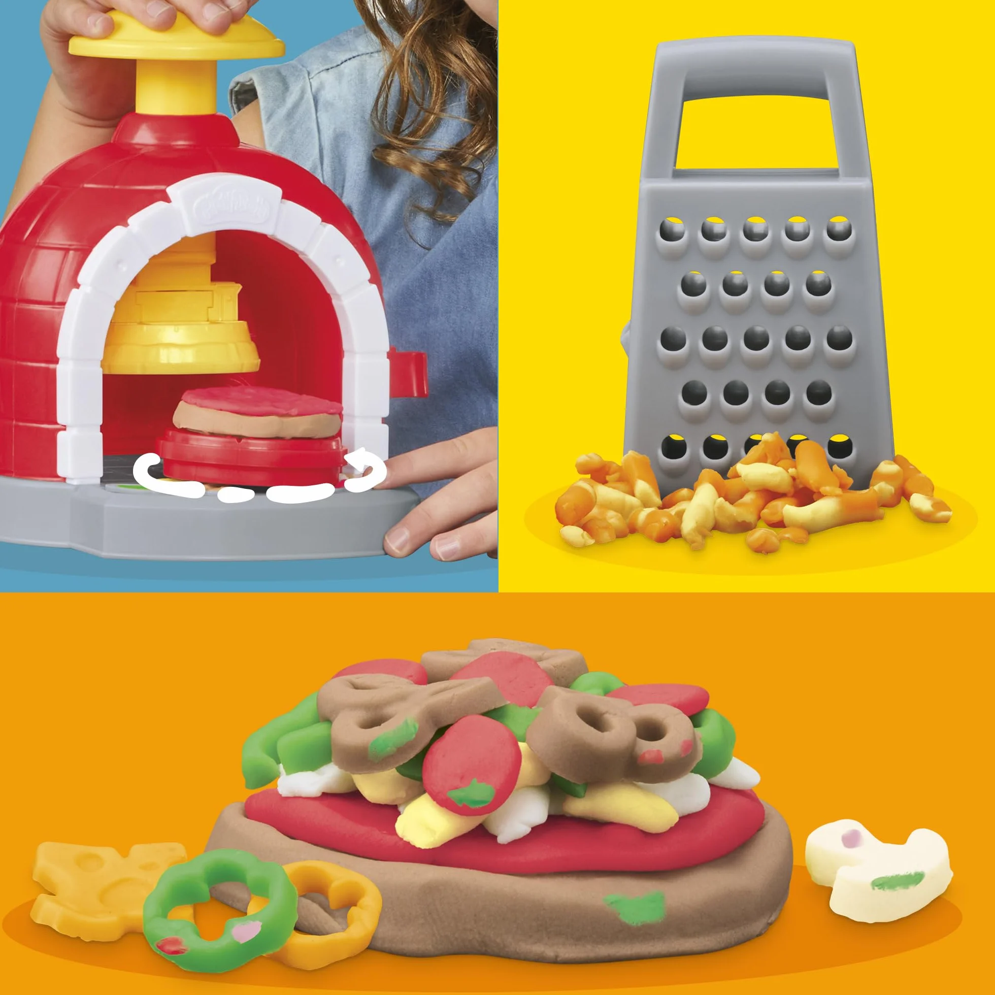 Zestaw do zabawy Kuchenne Dzieła Piec do pizzy z ciastoliną Play-Doh z 6 pojemnikami masy plastycznej i 8 akcesoriami