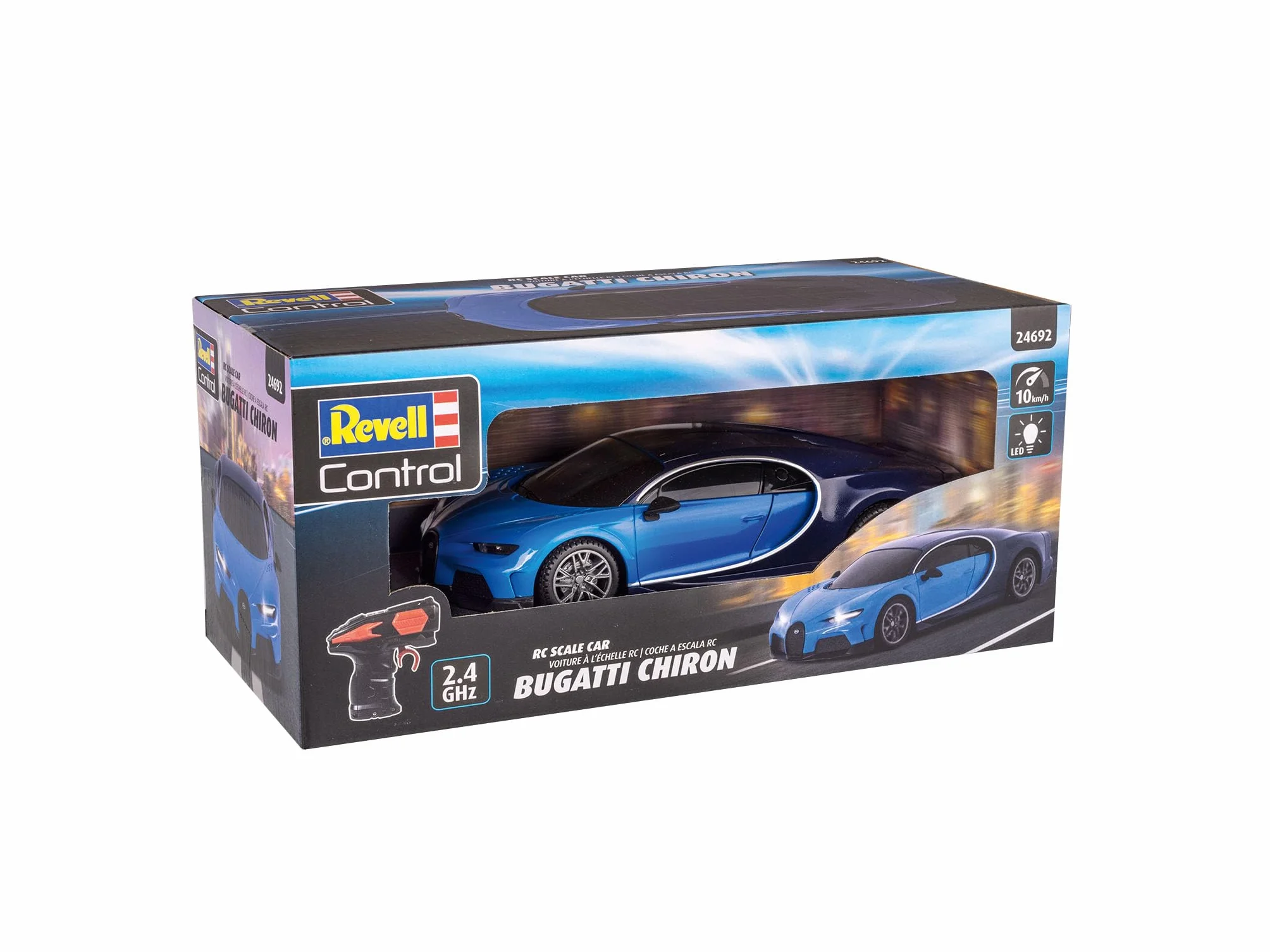 Revell Control I RC Scale Car Bugatti Chiron I skala 1:24 I pilot zdalnego sterowania 2,4 GHz, przednie oświetlenie LED, prędkość 10 km/h, długość 198 mm, od 8 lat