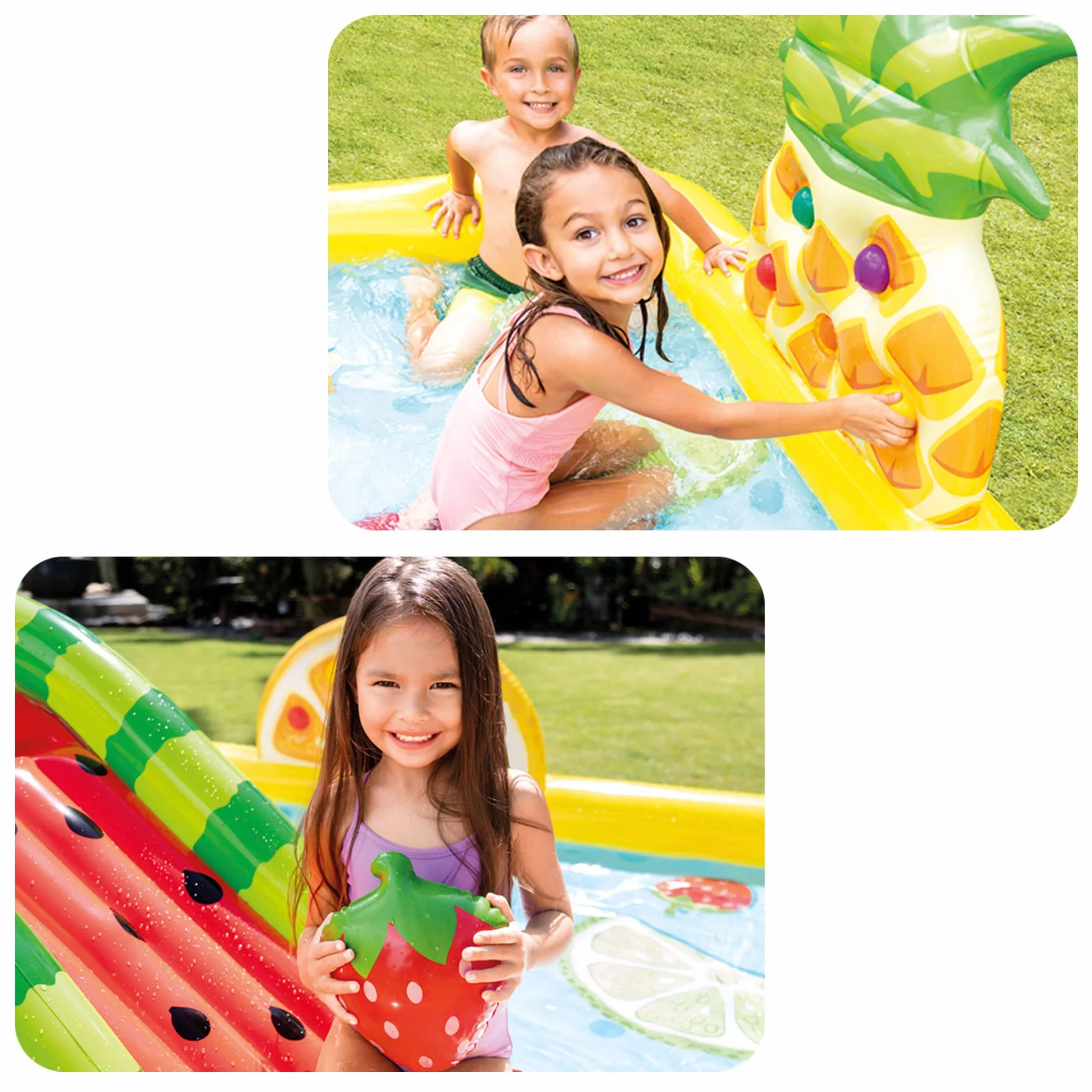 Intex Fun'n Fruity Dmuchany Basen Dziecięcy, Wielokolorowy, 244 x 191 x 91 cm