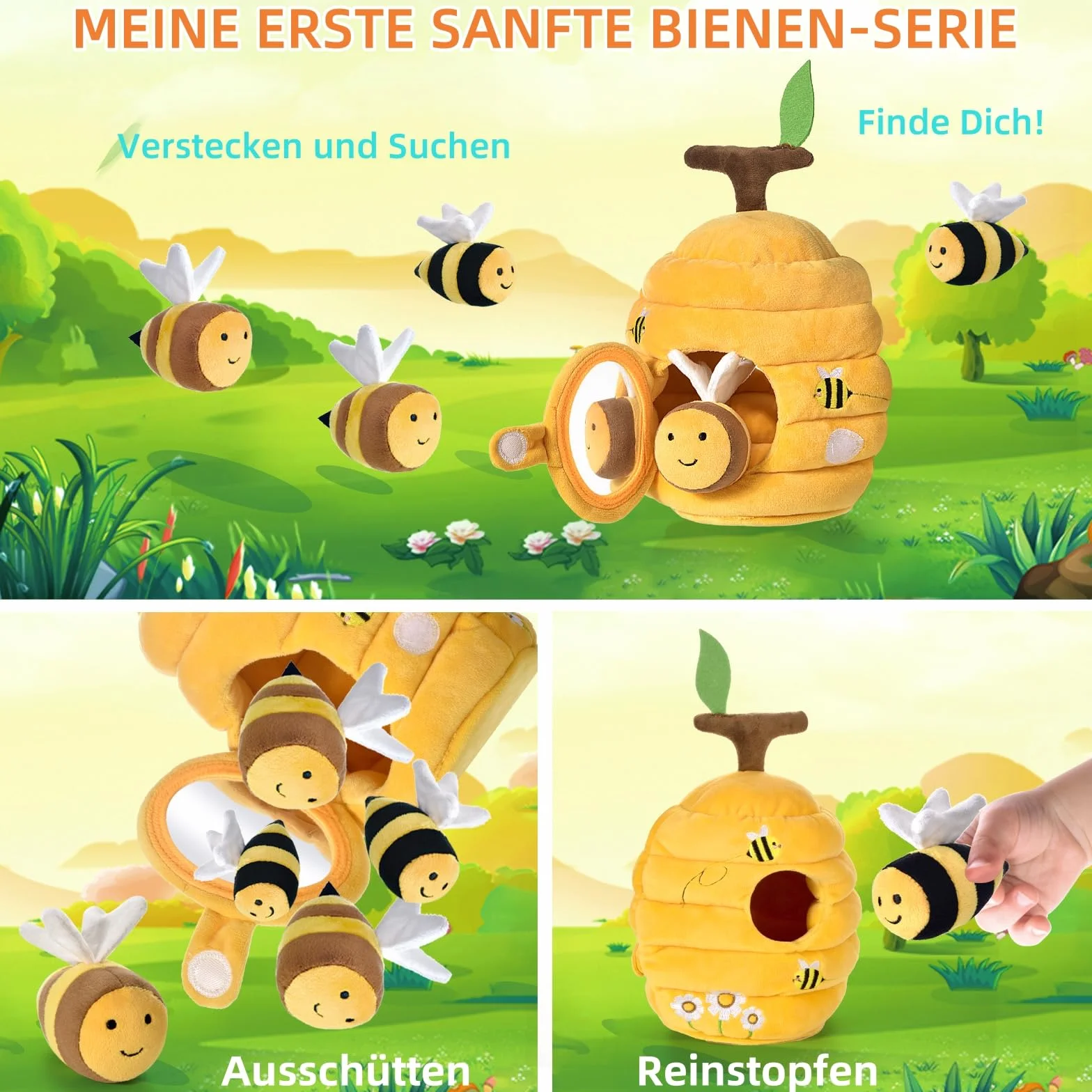 VORENUS Zabawka sensoryczna Montessori 6-w-1 Baby Ul dla niemowląt 6-12 miesięcy