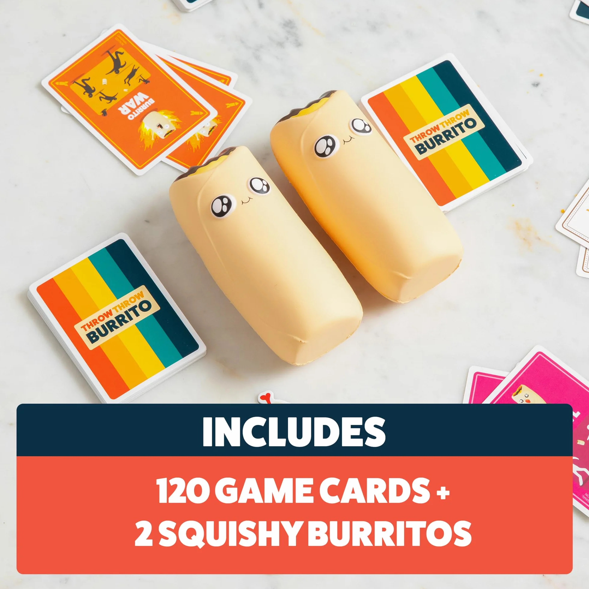 Exploding Kittens „Latające Burrito” od twórców – Gry karciane dla dorosłych, młodzieży i dzieciaków – Gry dla całej rodziny – Karciana gra w zbijaka - 120 kart