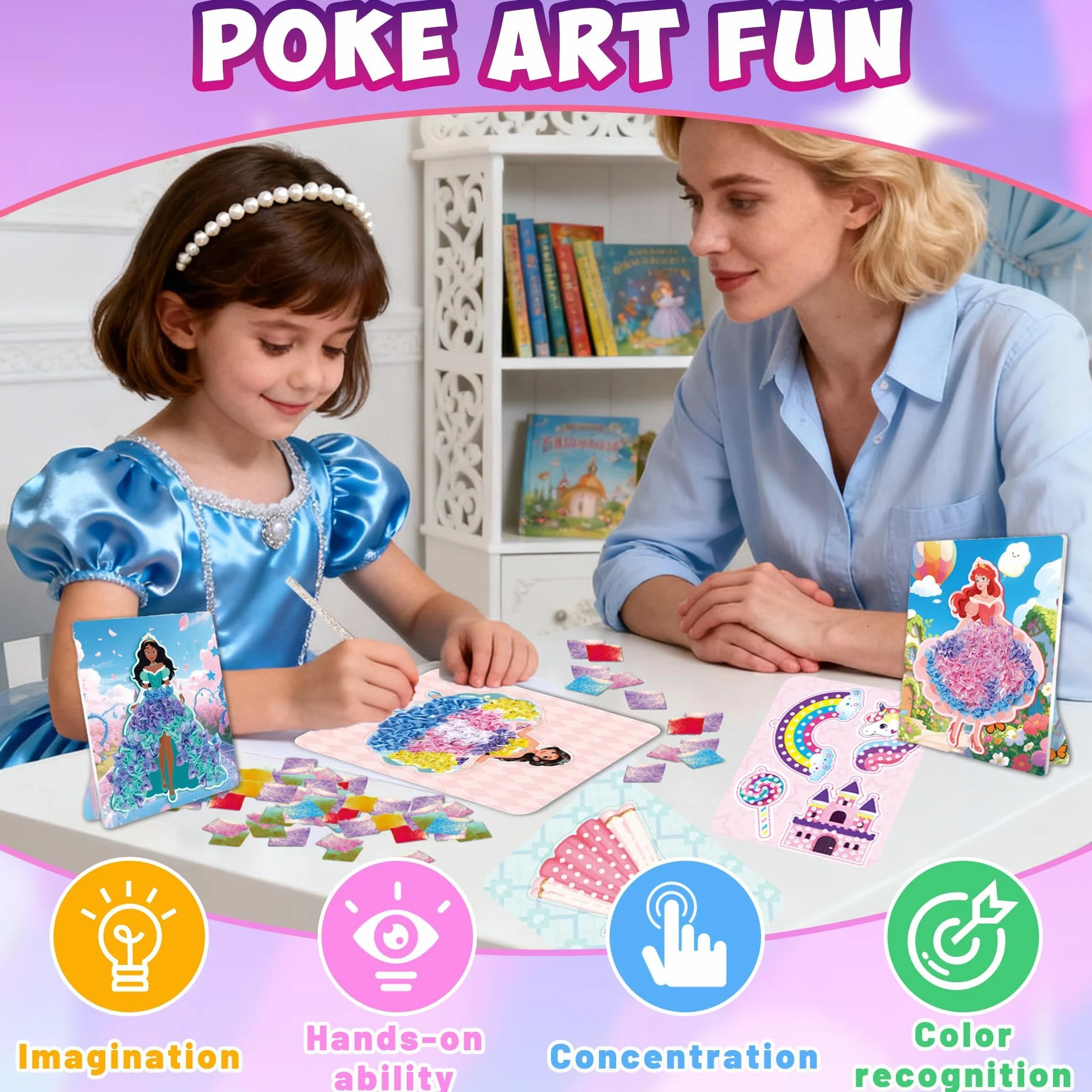 Afufu Poke-in Art Zestaw do majsterkowania dla dzieci 3-12 lat 800 kawałków tkaniny
