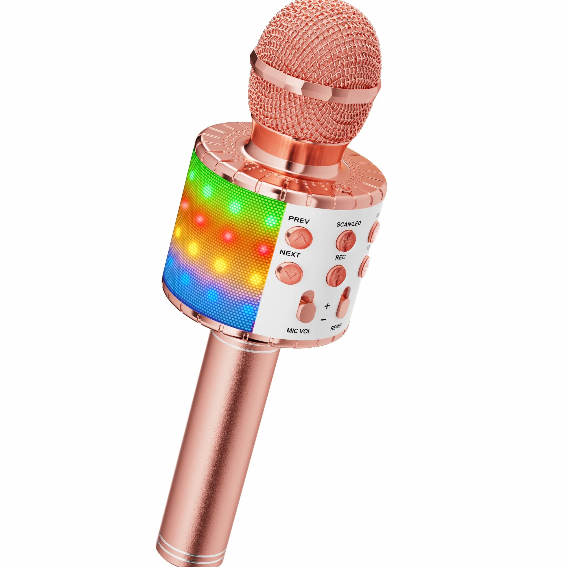 Ankuka Bezprzewodowy Mikrofon Karaoke 4w1 Bluetooth Głośnik z Światłami LED