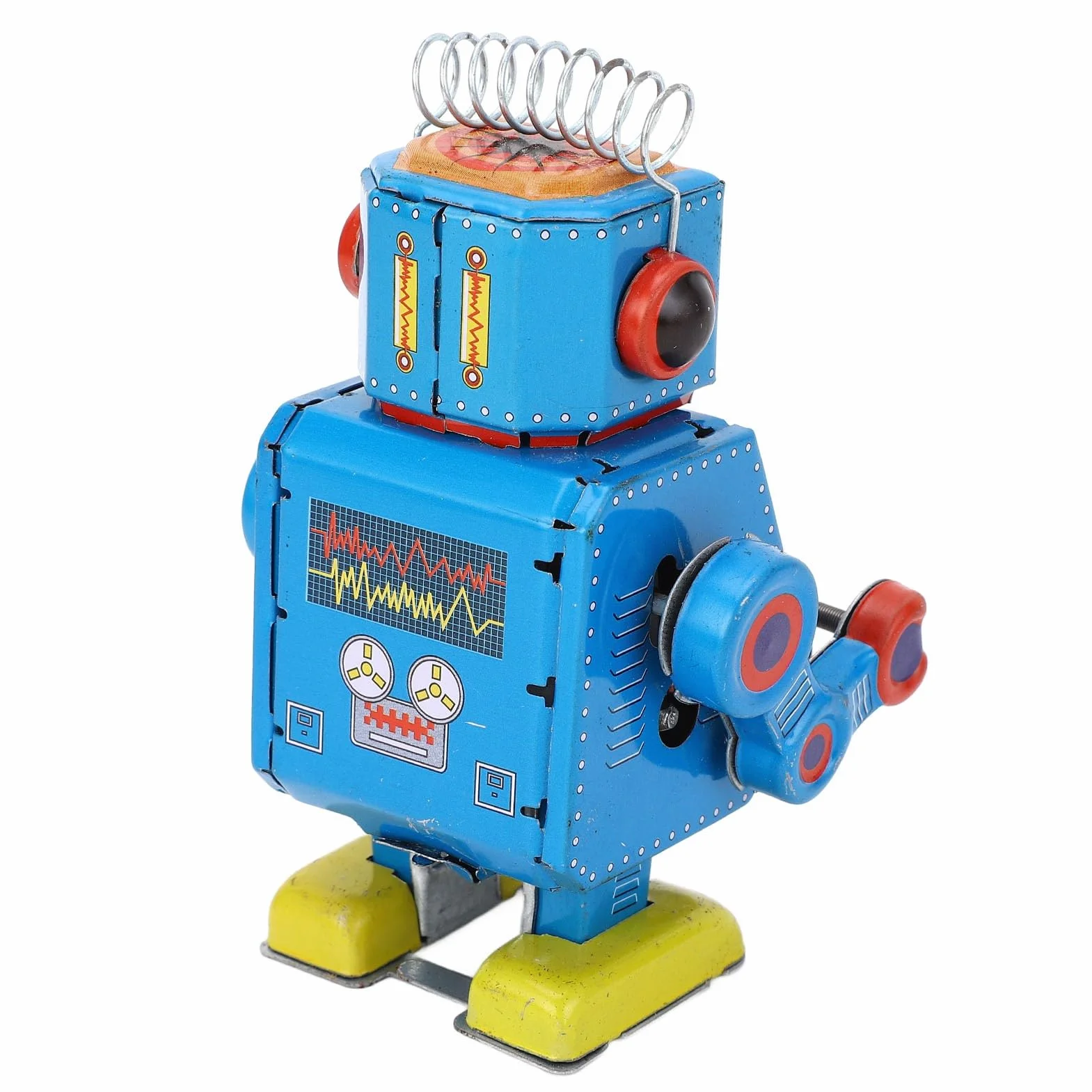 Vintage Metalowy Robot Bębniący z Cyny, Nakręcany Vintage Robot Blaszana Zabawka, Kreatywna Wiosna Mechaniczna Robot Bębniący do Kolekcji, Boże Narodzenie, Impreza,