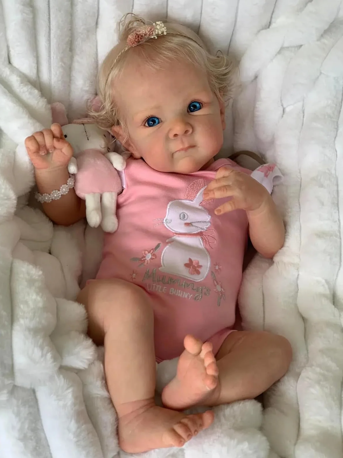MineeQu 18 cali Zakorzenione Blond Kręcone Włosy Reborn lalka bobas z Obciążony korpus z tkaniny Prawdziwe życie Noworodkowe lalki dziewczynki wyglądać Realistyczny,Na zawsze Twoje słodkie serce