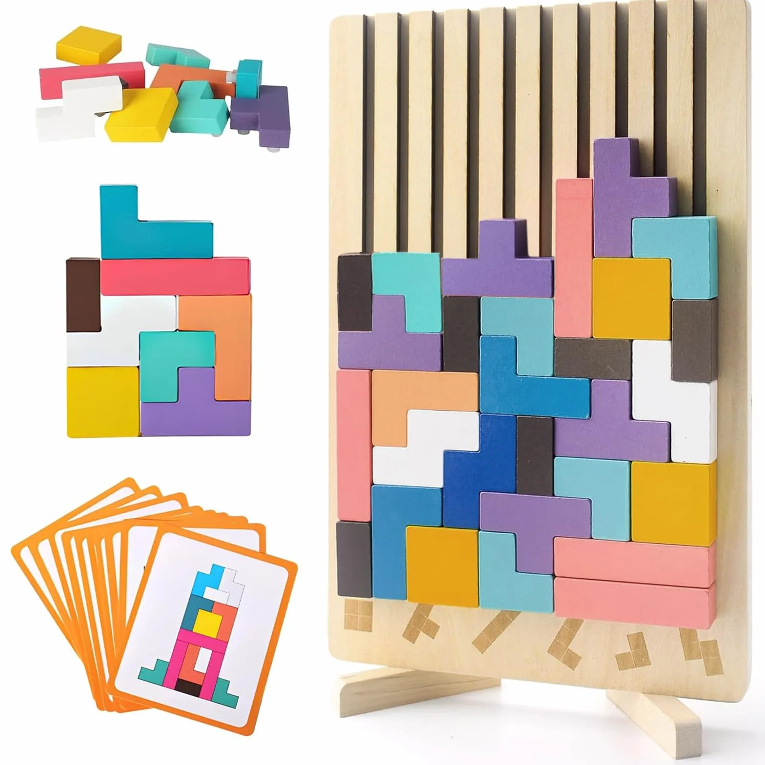 Tetris drewniana zabawka dla dzieci, drewniana zabawka puzzle, Montessori, dla dzieci w wieku od 2 do 10 lat