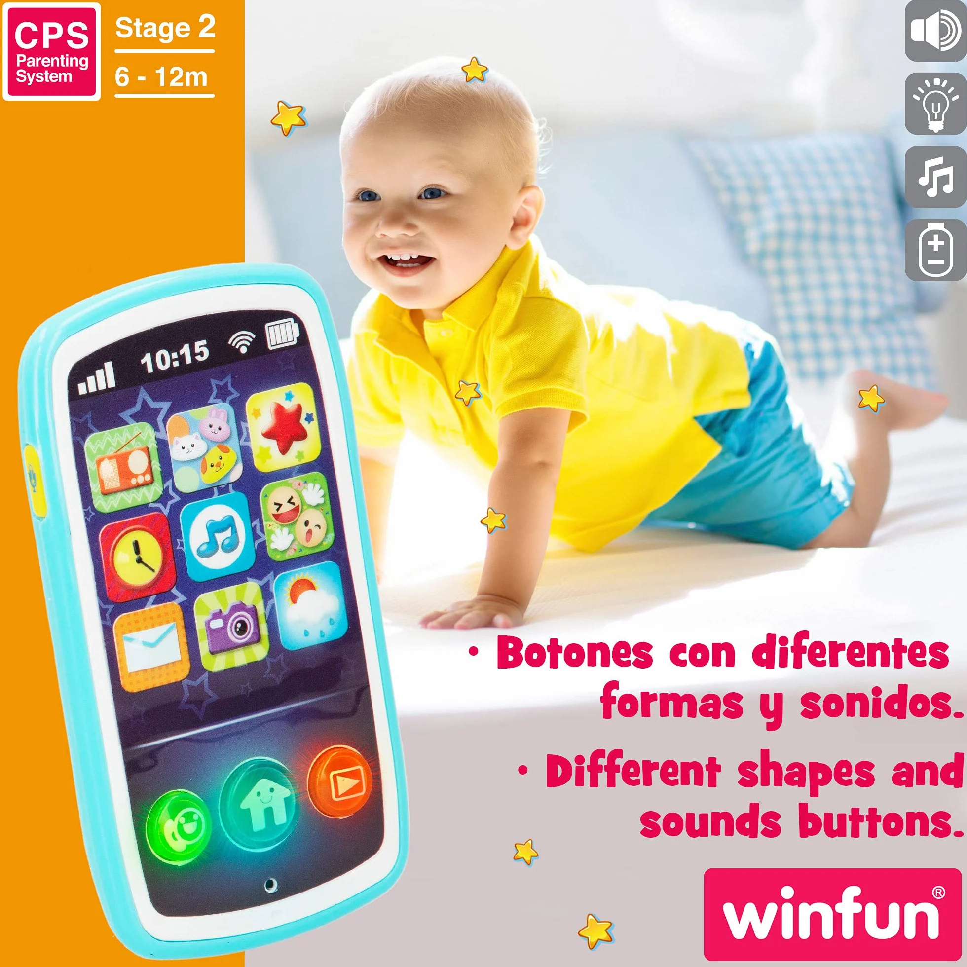 winfun (44523), muzyczny telefon komórkowy dla dzieci, różne kolory/wzory