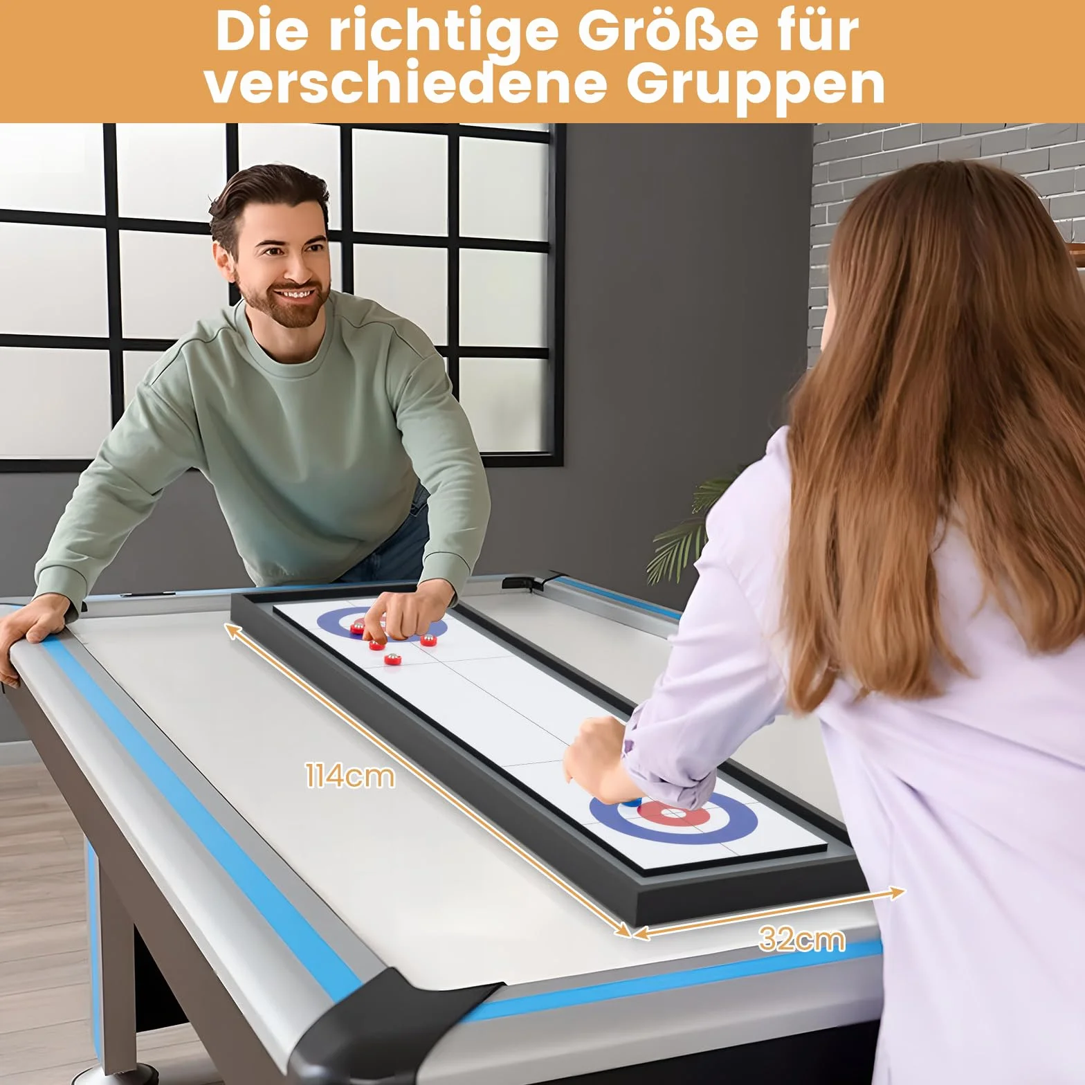 COSTWAY Shuffleboard & Curling Gra Planszowa 114x32 cm Drewniana Przenośna