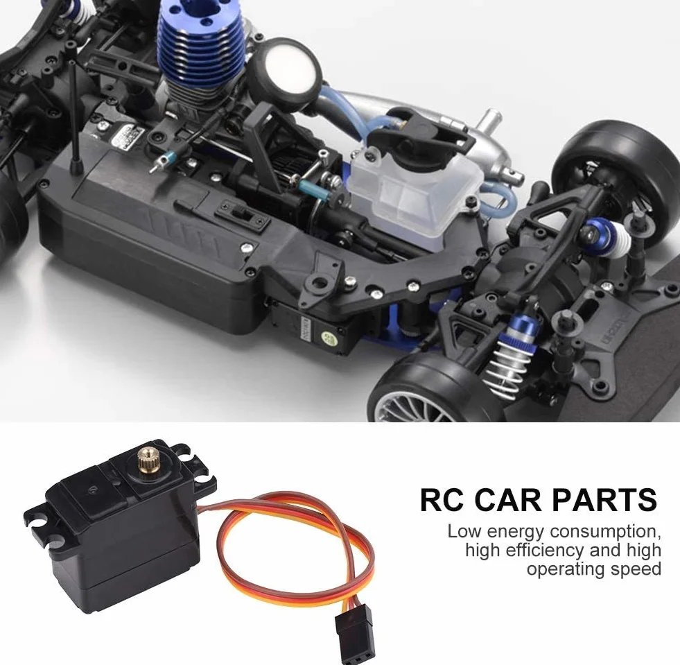 DollaTek Trzyprzewodowe metalowe serwo samochodowe RC, metalowe serwo z akcesoriami instalacyjnymi kompatybilne z Wltoys 12428 12423 RC Cars