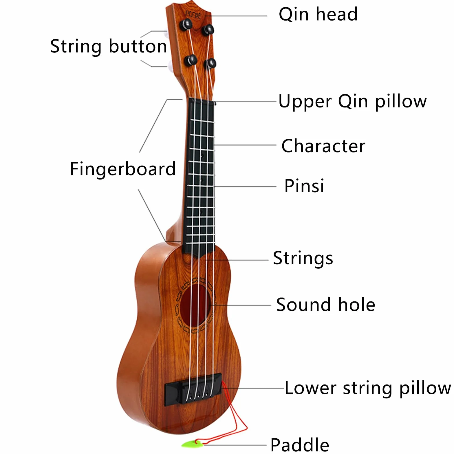 41 cm Gitara Zabawka, Ukulele dla dzieci, gitara dla dzieci, mini gitara dla dzieci, muzyka zabawki edukacyjne, gitara dla dzieci z 4 regulowanymi strunami, dla początkujących, dziewcząt, chłopców
