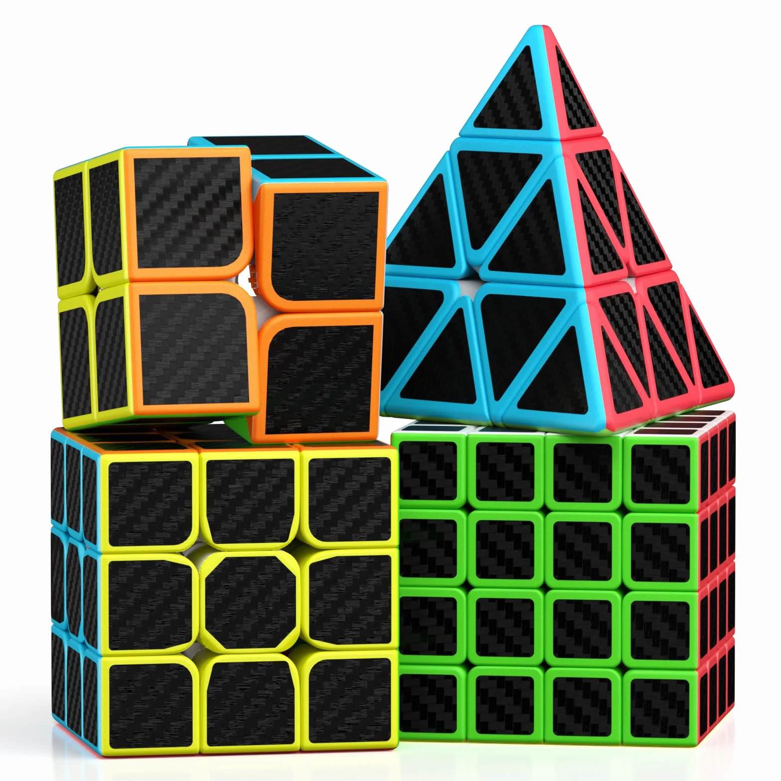 ROXENDA Magiczna Kostka Speed Cube Set 2x2 3x3 4x4 Piramida Włókno Węglowe