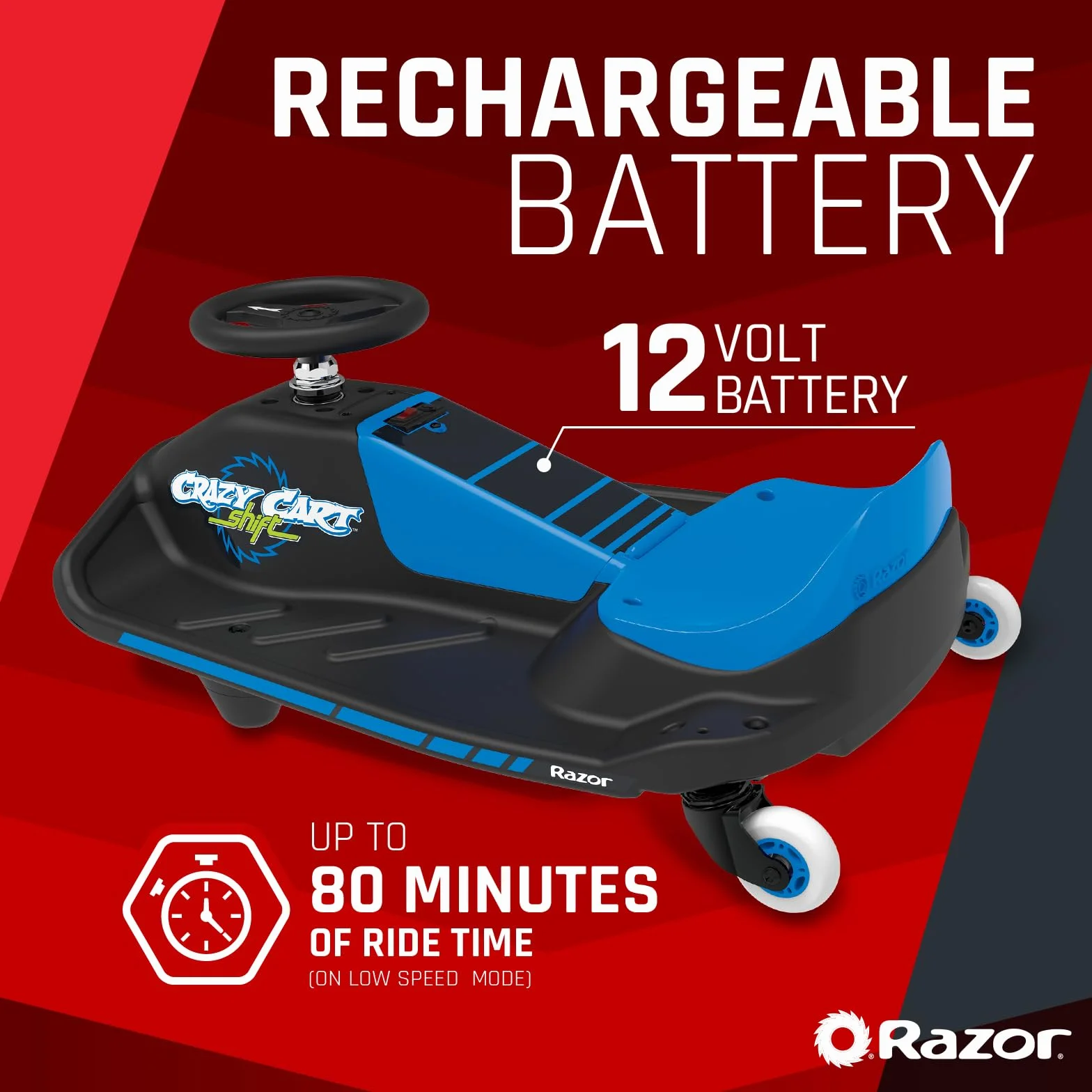 Razor Crazy Cart Shift 25173840 Gokart, Niebieski/Czarny, od 6 lat