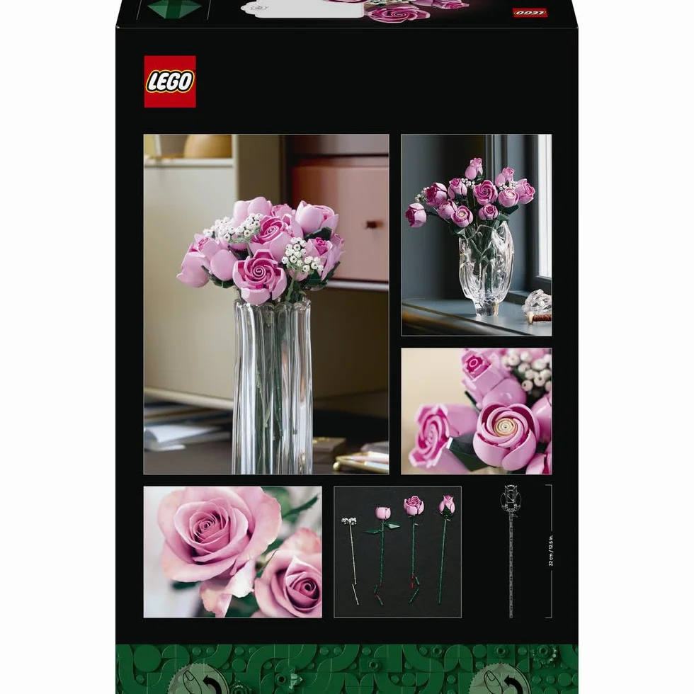 LEGO Botanicals Bukiet różowych róż, sztuczne kwiaty do zbudowania, pomysł na prezent na Dzień Matki, walentynki lub urodziny, dla kobiet i mężczyzn, kwiatowa dekoracja do domu i biura 10374