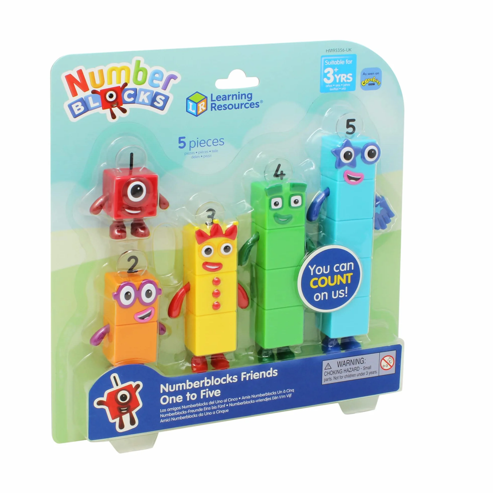 Przyjaciele Numberblocks 1 – 5 marki Learning Resources, Oficjalne zabawki kolekcjonerskie, Numberblocks Jeden, Dwa, Trzy, Cztery i Pięć w zestawie
