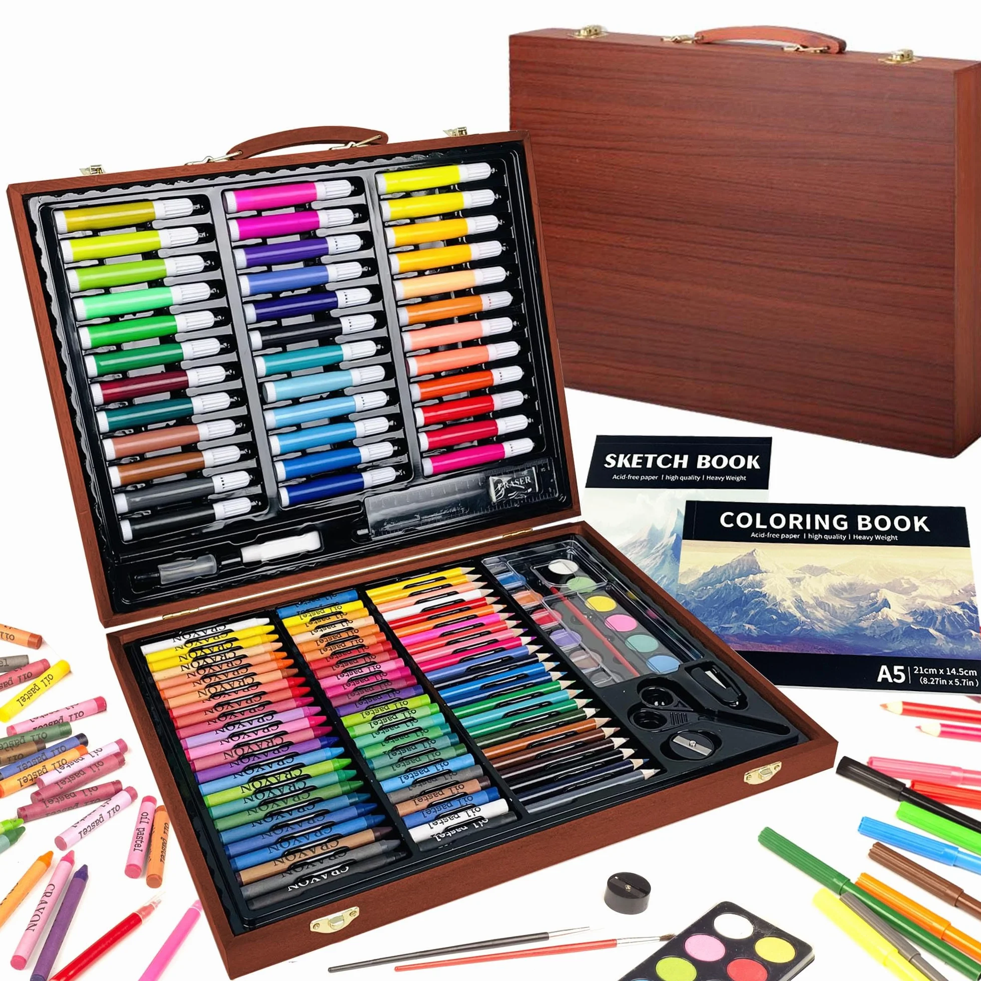 KINSPORY 150 PCS Zestaw artystyczny dla dzieci, Deluxe Pudełko do malowania, Kolorowanie Rysowanie Przybory artystyczne Prezent dla artystów Nastolatki Chłopcy Dziewczynki 4 5 6 7 8 9 10 11 12