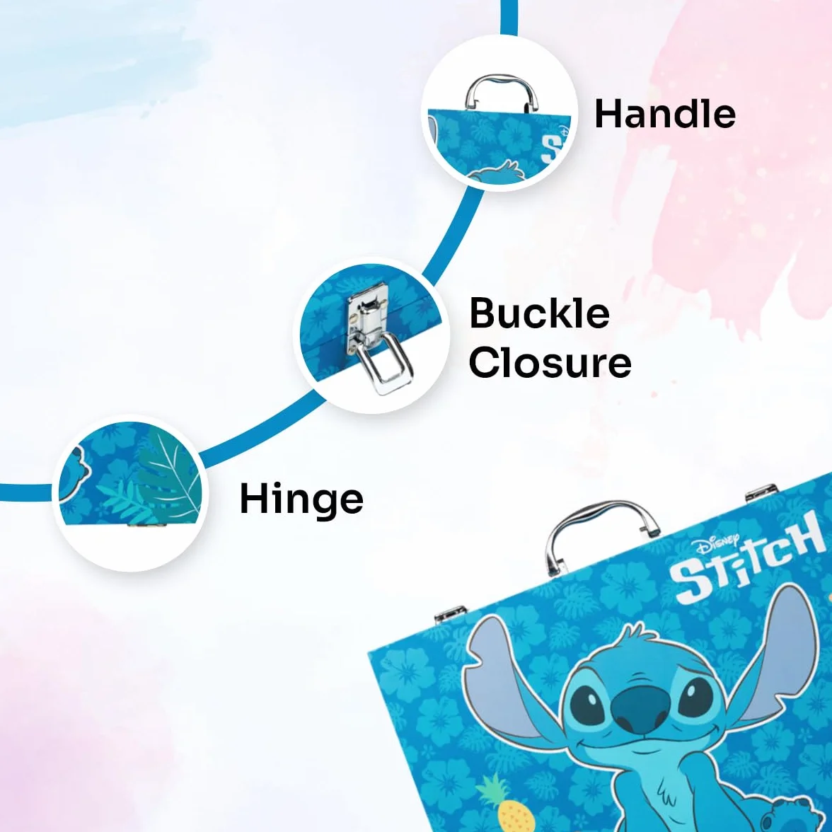 Zestaw artystyczny Disney Stitch dla dzieci, ponad 130 sztuk, kredki do kolorowania z filmu Króla Loda, kredki do kolorowania, artystyczne przybory dla księżniczek, prezenty Stitch (wielokolorowy