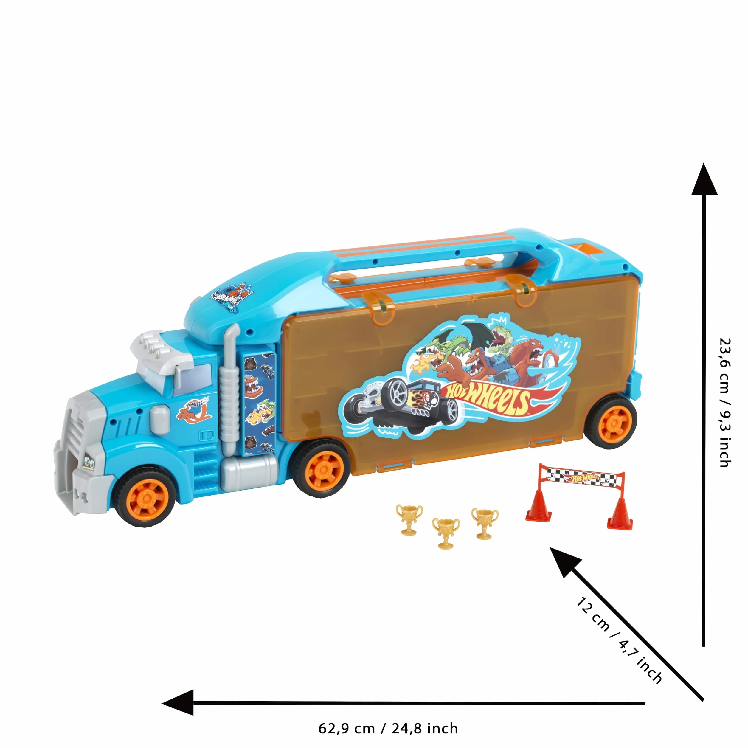 Theo Klein 2474 Walizka na ci arówki kolekcjonerskie Hot Wheels I Solidna walizka mieszcz ca do 24 autek i 2 ci arówki | Zabawki dla dzieci od 3. roku ycia