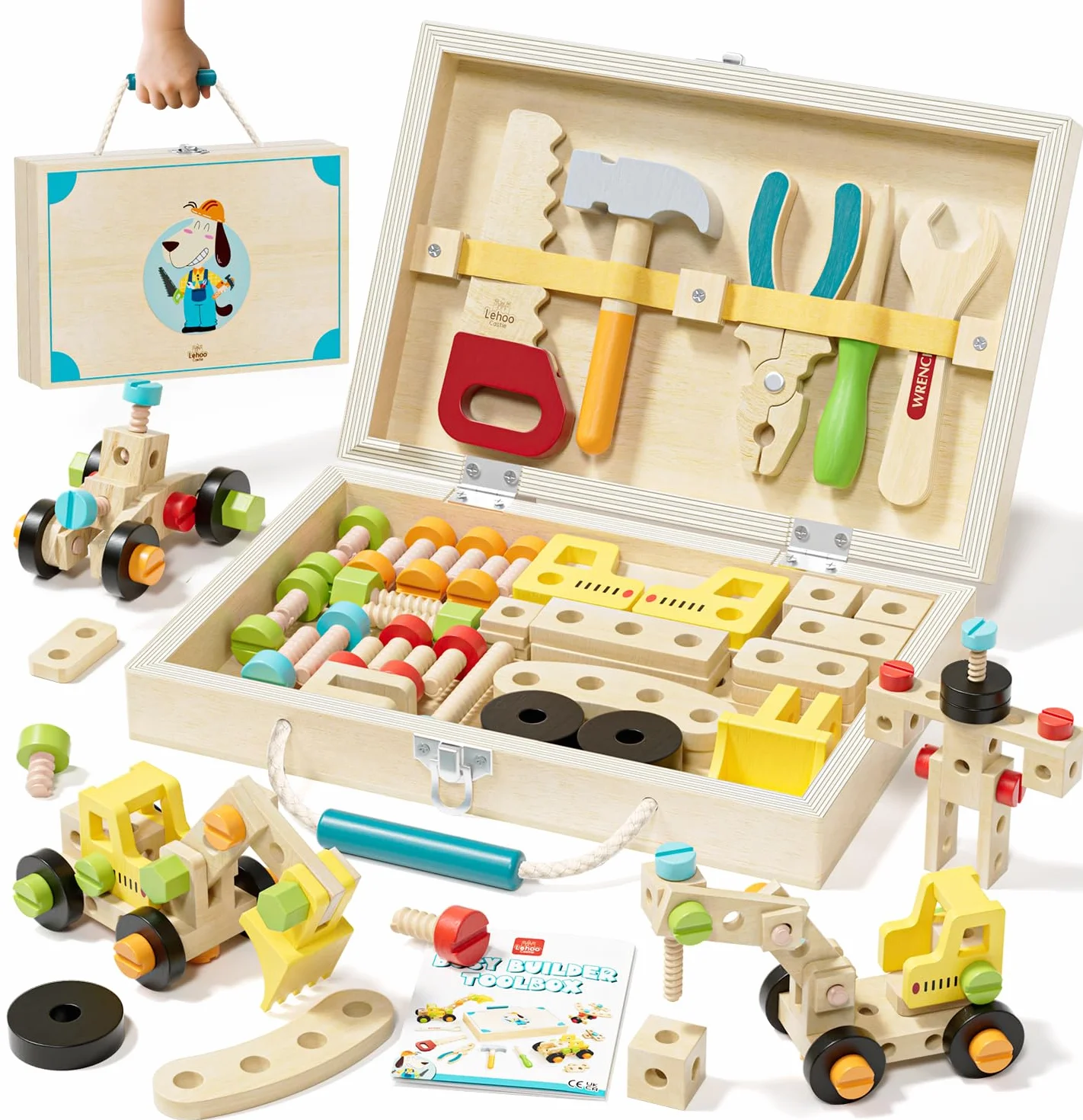 Lehoo Castle Montessori walizka narzędziowa dla dzieci, zabawka od 3 lat, motoryka, gry edukacyjne 2-5 lat