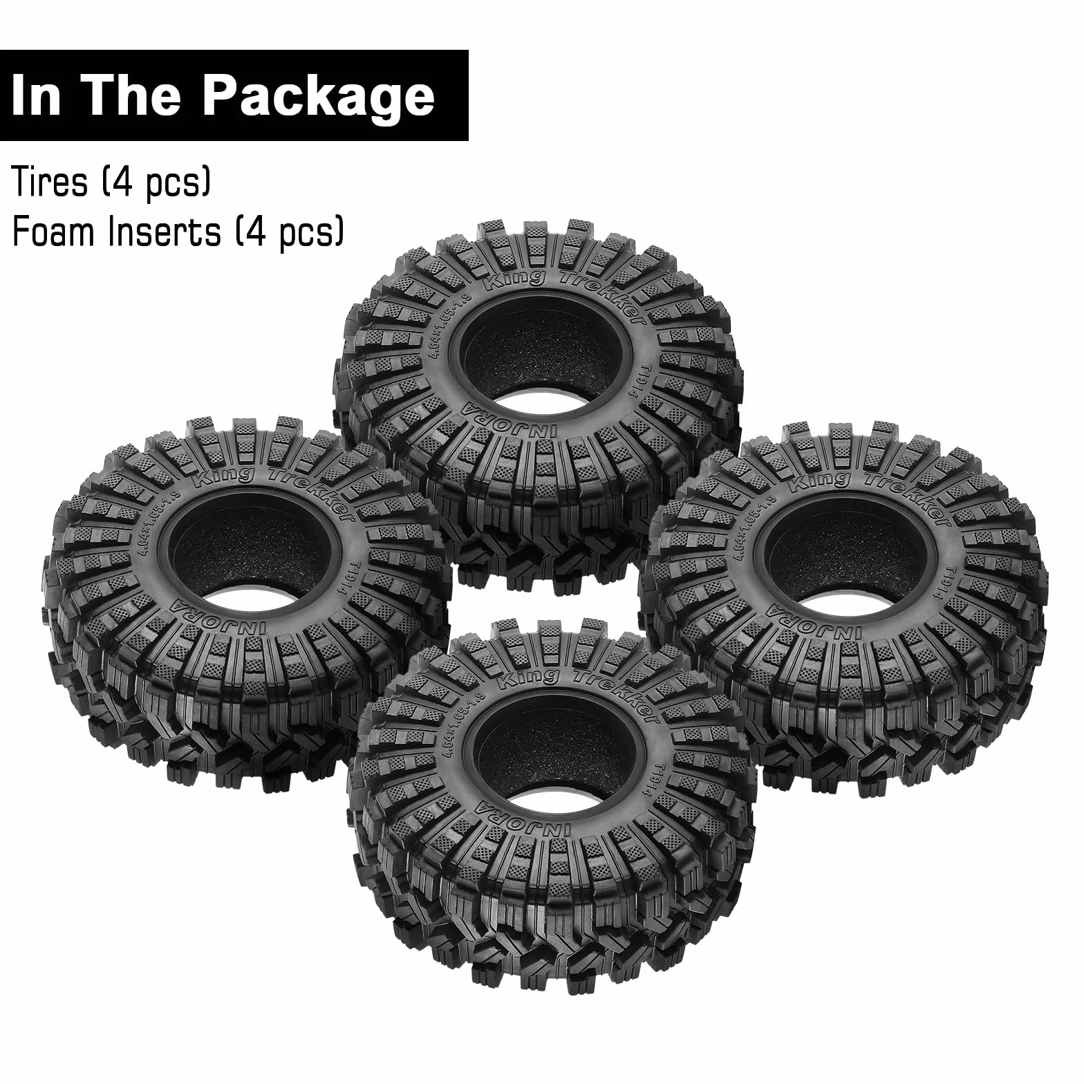 INJORA Opony 1.9 All Terrain King Trekker S5 do TRX4 SCX10 1/10 RC Crawler Upgrade (118 * 42mm)