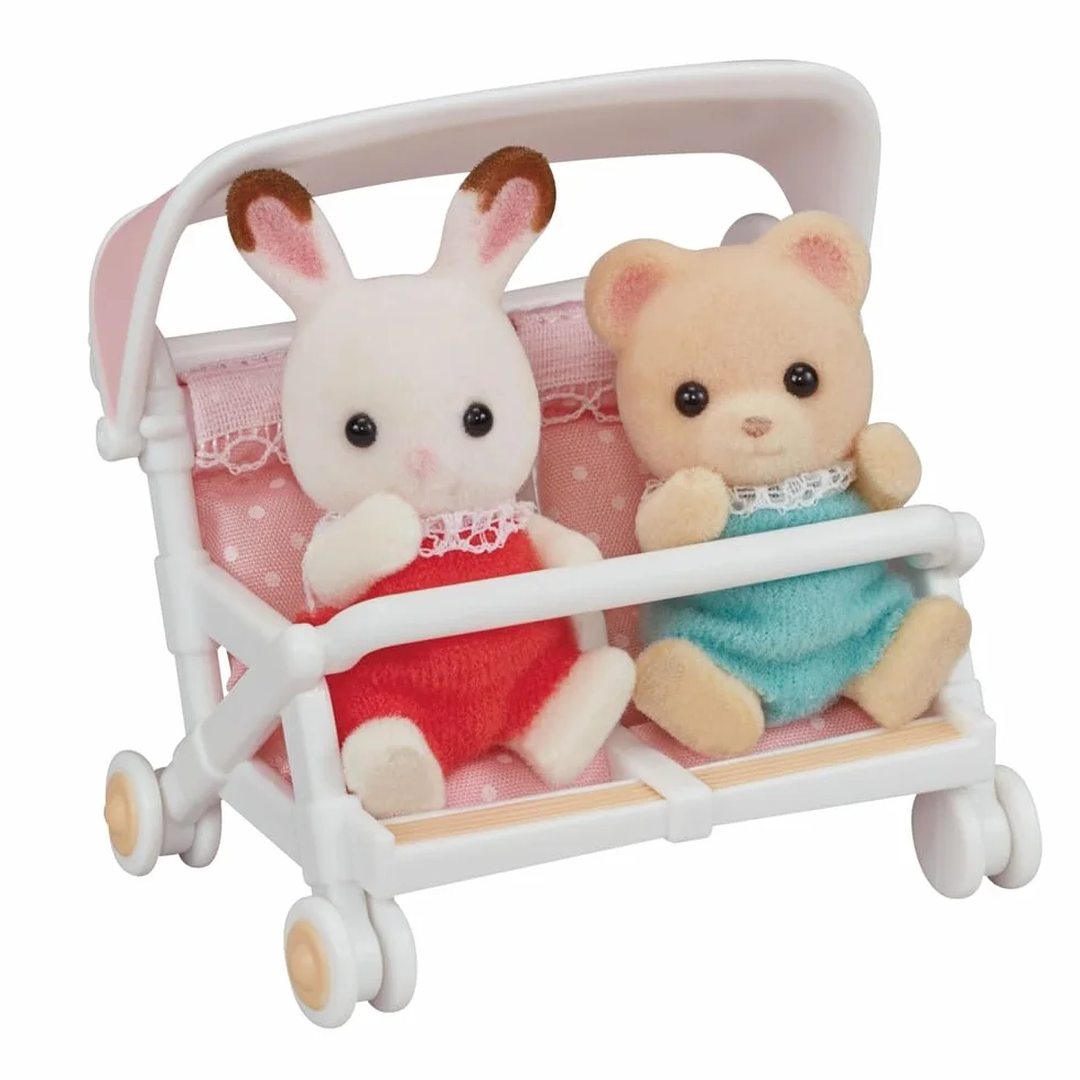 Sylvanian Families Podwójny Spacerowy Wózek dla Lalek, Wielokolorowy, ‎10 x 6 x 9.5 cm; 20 g