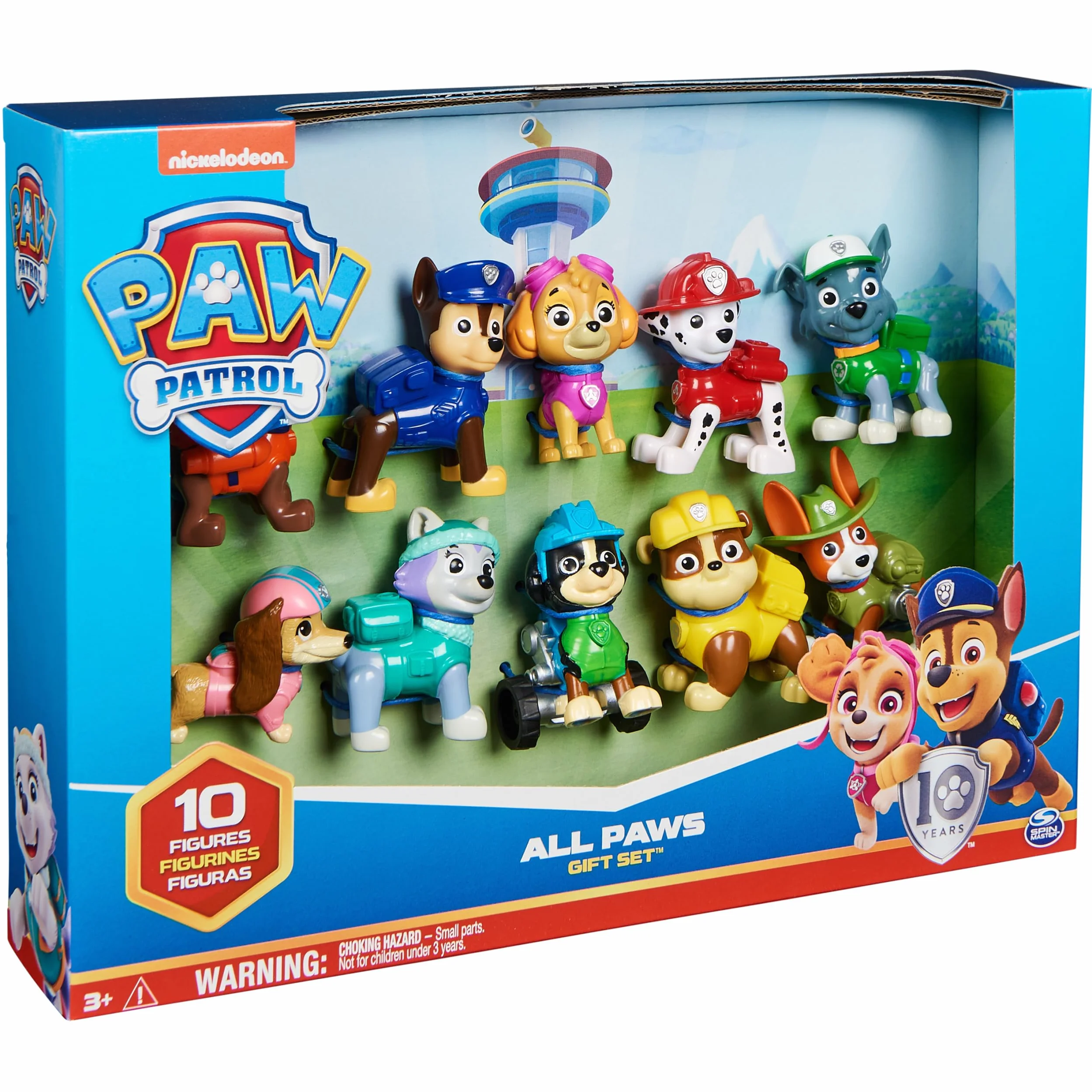 AW Patrol, 10th Anniversary, zestaw upominkowy z 10 figurkami kolekcjonerskimi, zabawki dla dzieci w wieku od 3 lat
