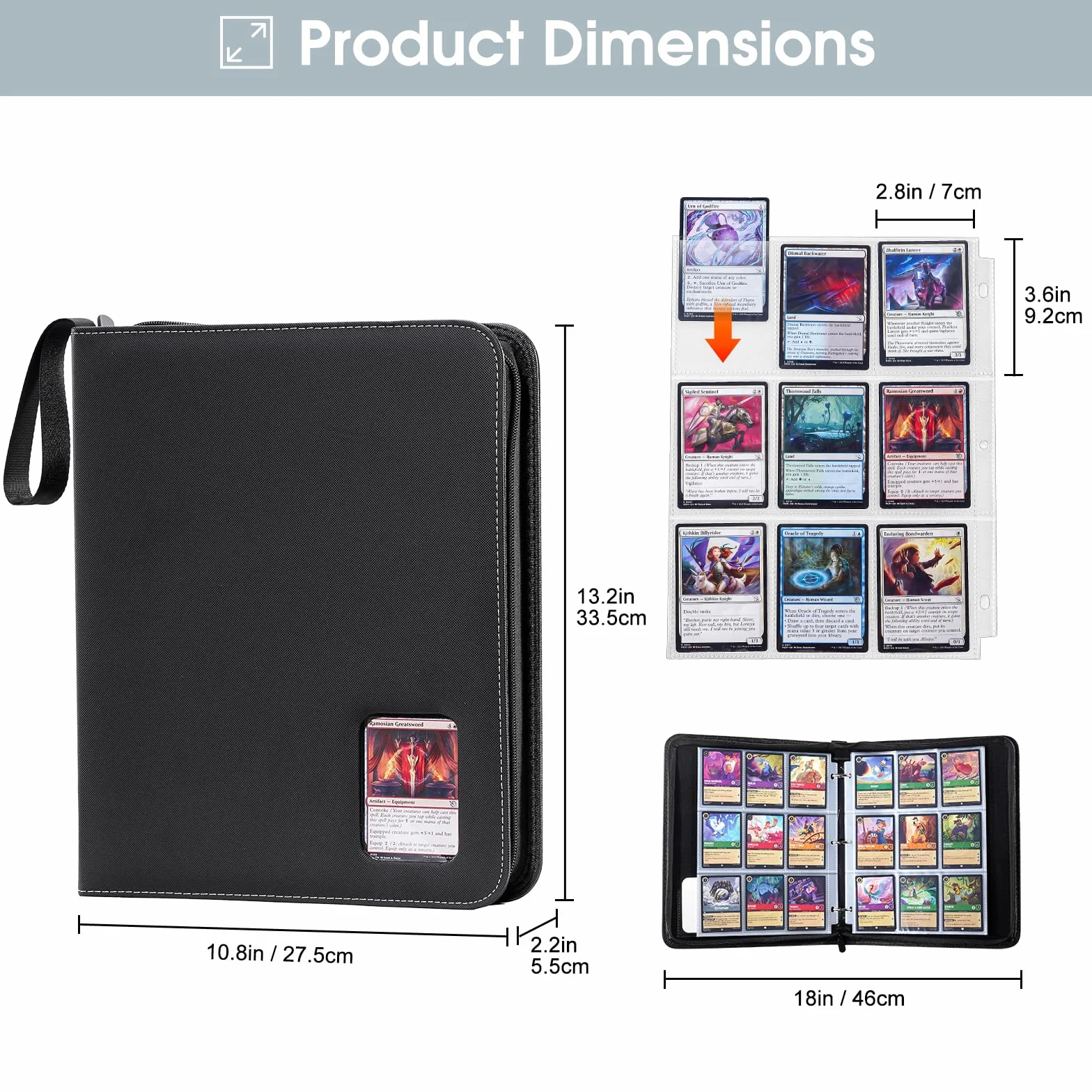 ProCase Album na karty, album na karty, 900 kieszeni, na Magic, TCG, Yu Gi Oh, MTG, czarny