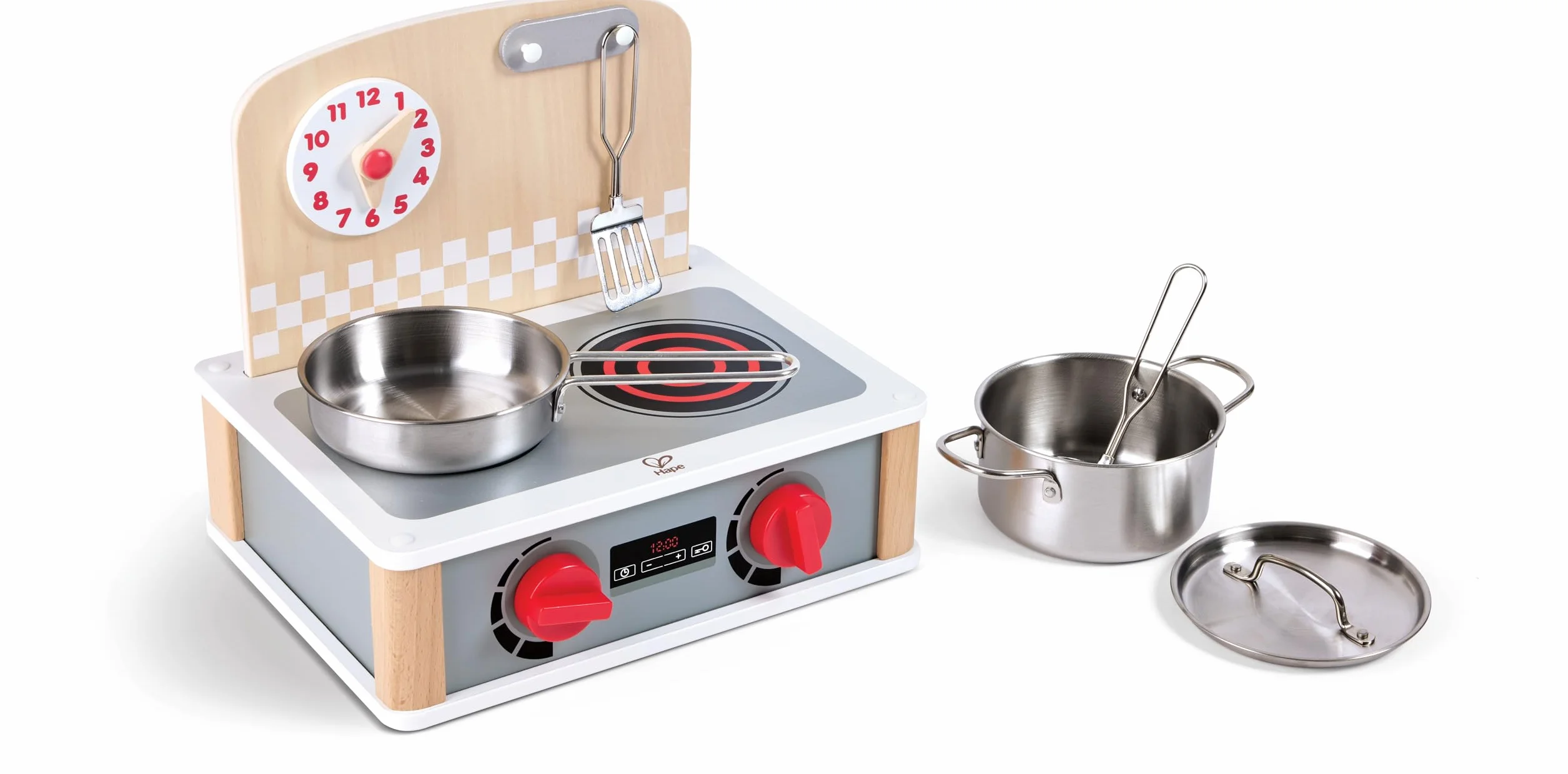 Hape 2-in-1 Kitchen & Grill Set, Pretend Play Realistic Role Play Cooking Toy Playset for Kids