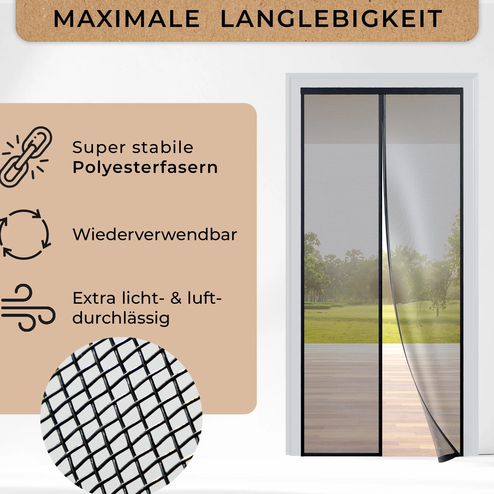 MÜCKENMEISTER® Moskitiera na drzwi balkonowe, 200 x 90 cm, moskitiera na drzwi balkonowe, magnetyczna